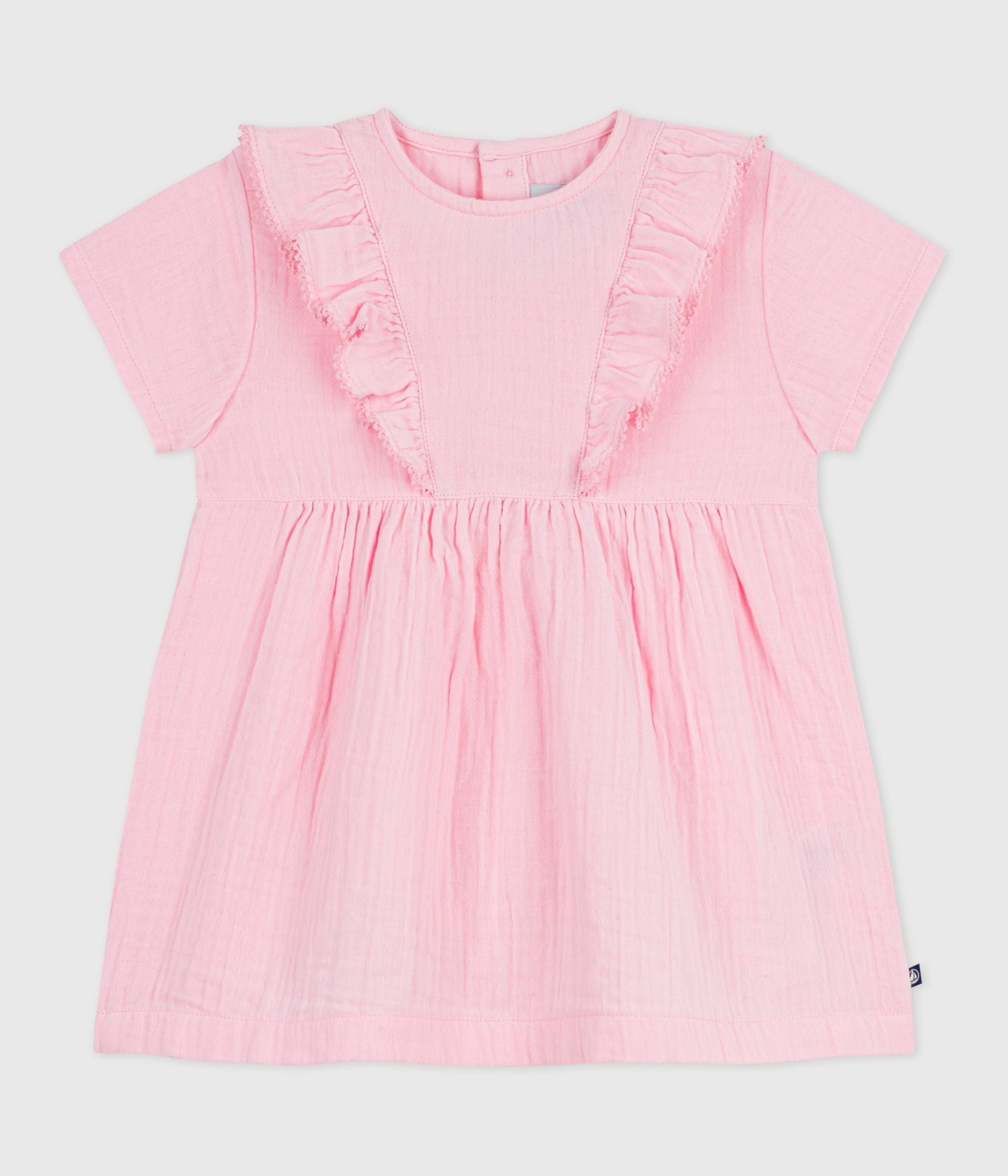 robe-bébé-en-coton-manches-courtes-unie