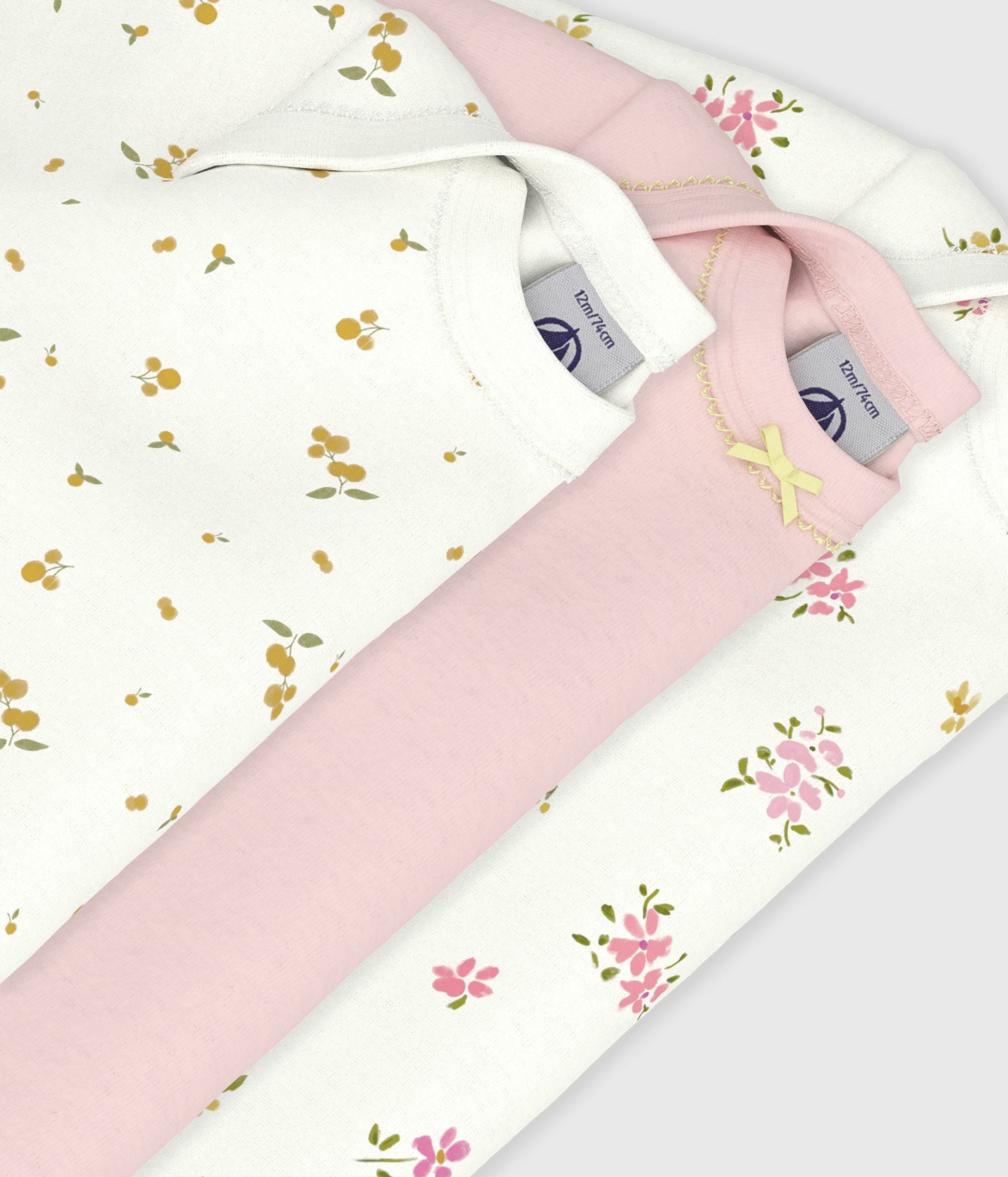 lot-de-3-bodies-manches-longues-en-coton-imprimé-fleuri-bébé