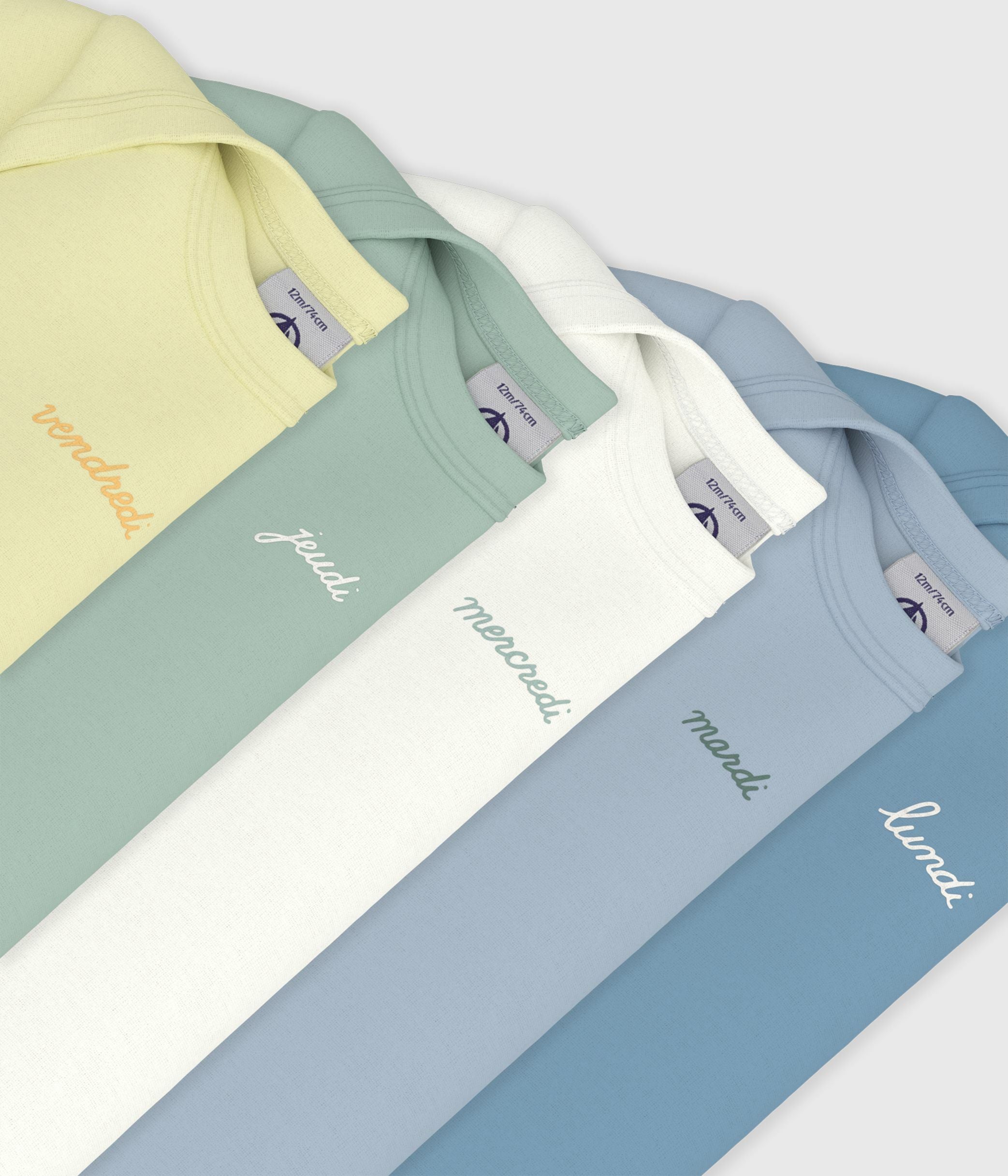 lot-de-5-bodies-manches-courtes-en-coton-uni-bébé