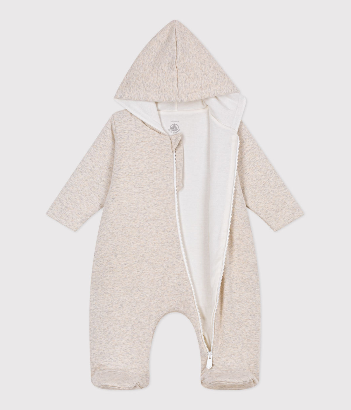 combinaison-ouatinée-bébé-à-capuche-et-pieds,-unie