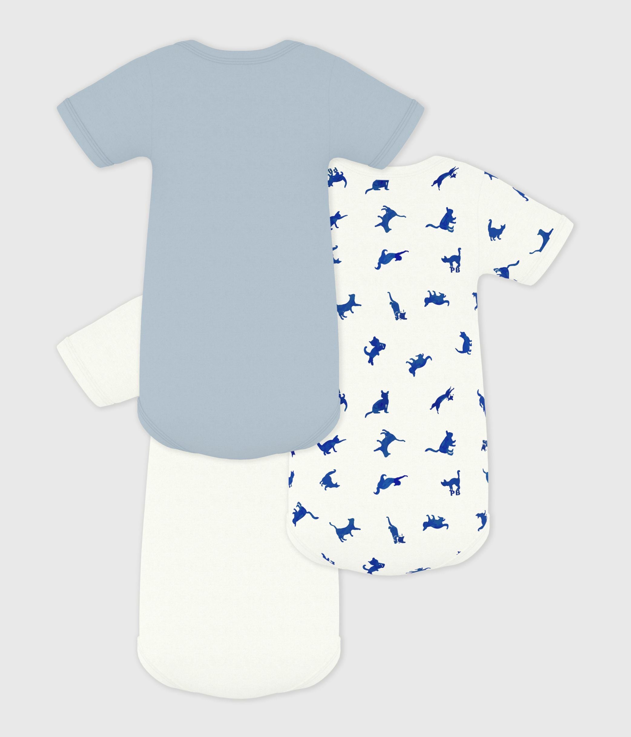 lot-de-3-bodies-manches-courtes-en-coton-imprimé-chats-bébé