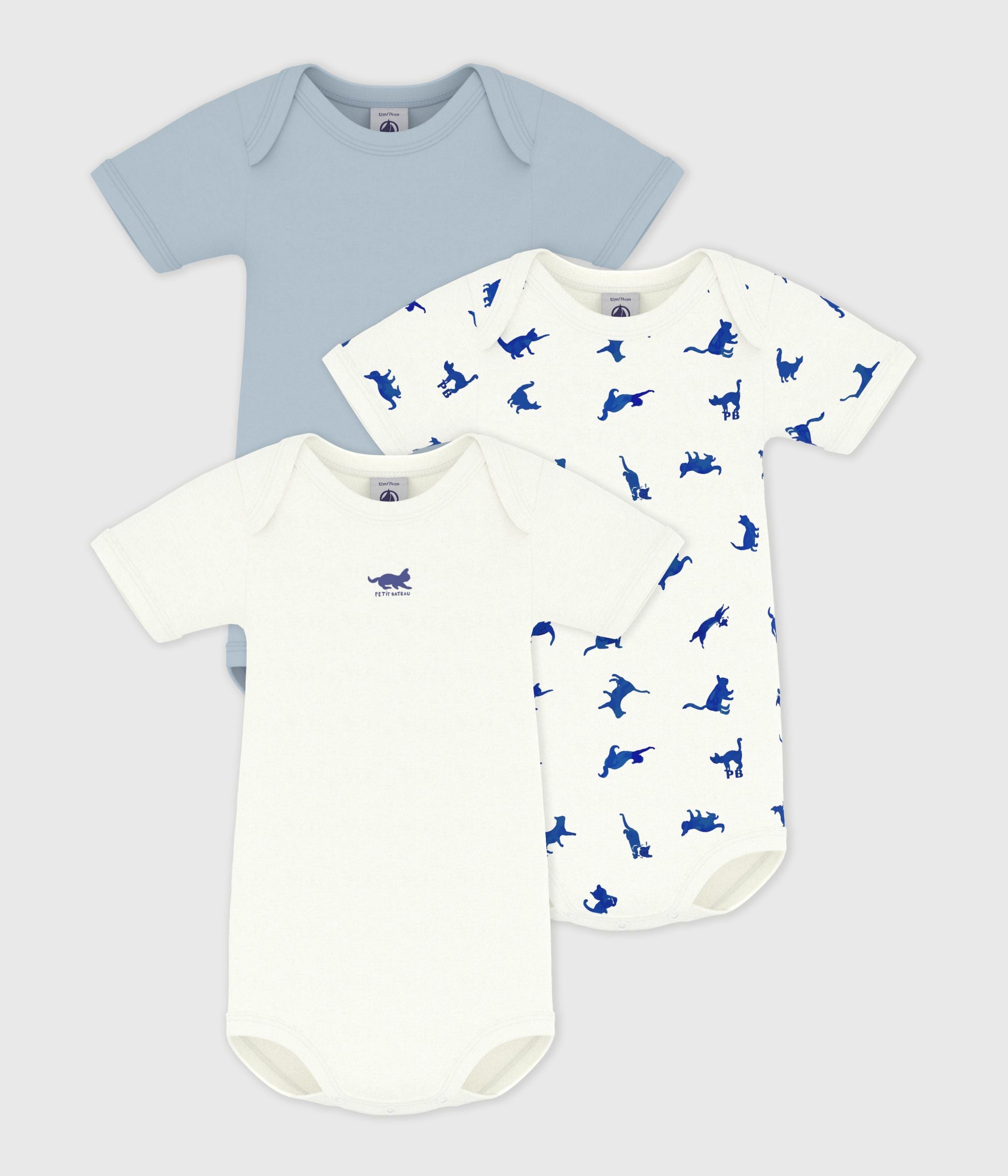 lot-de-3-bodies-manches-courtes-en-coton-imprimé-chats-bébé