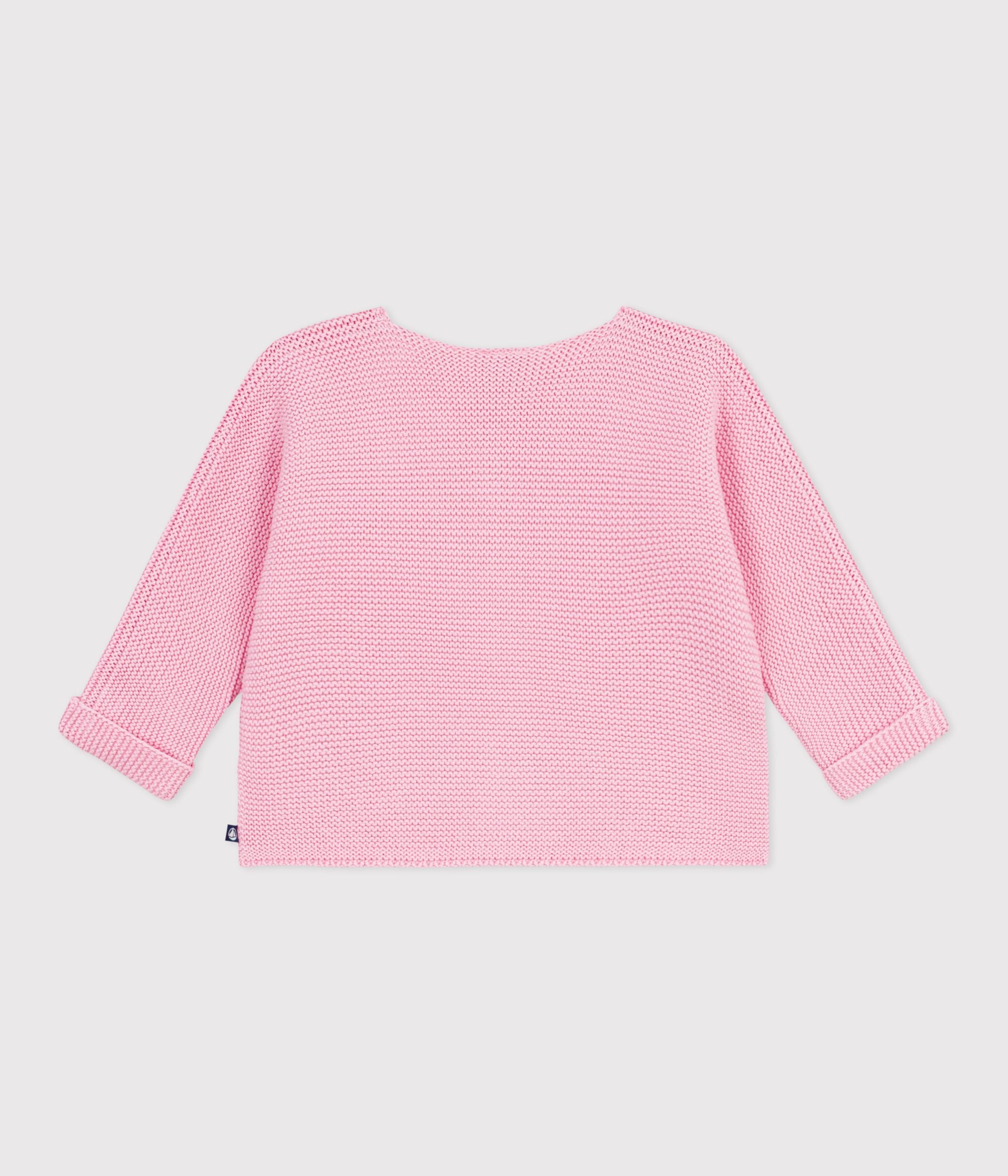 cardigan-bébé-tricot-point-mousse-en-coton