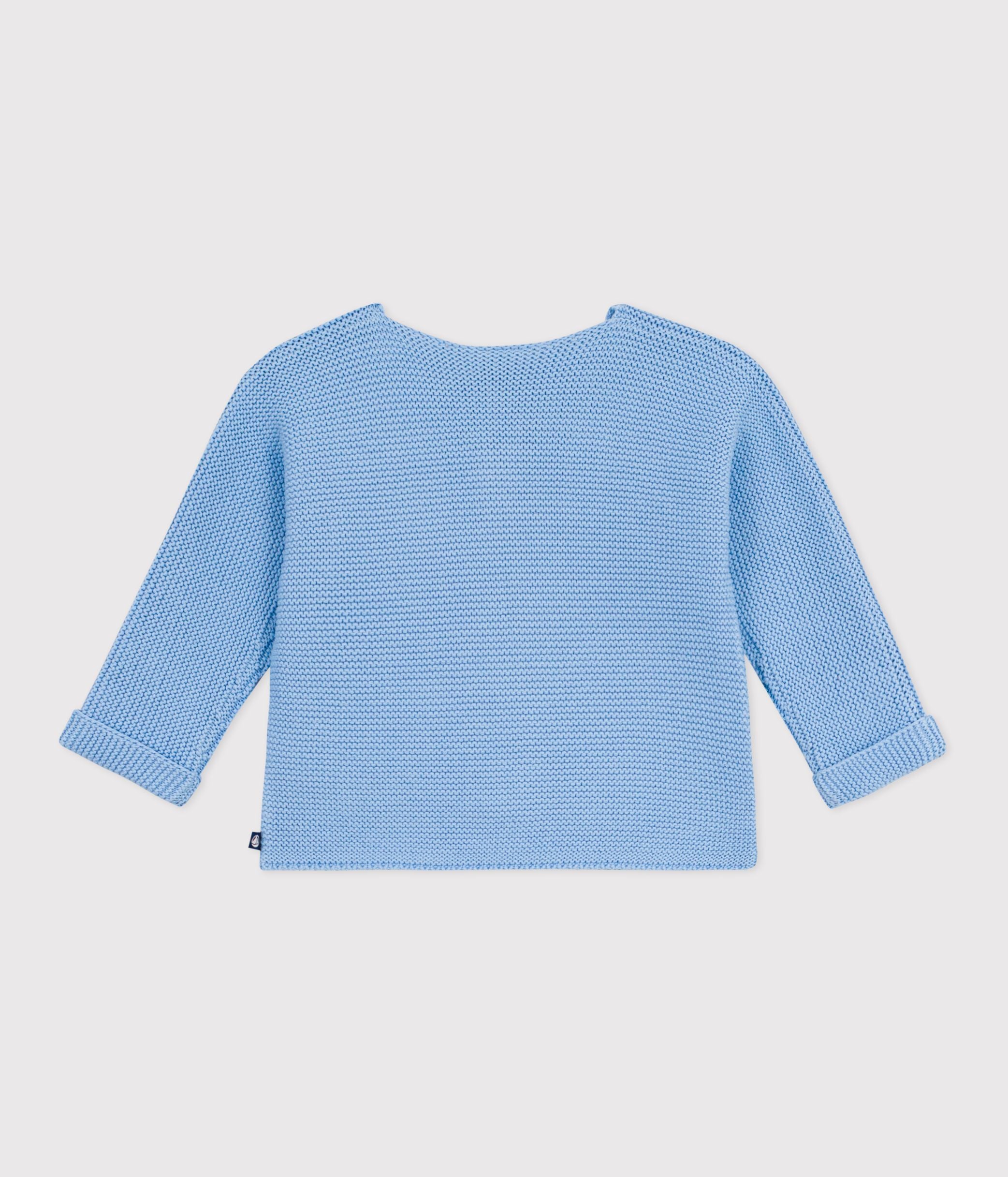 cardigan-bébé-tricot-point-mousse-en-coton