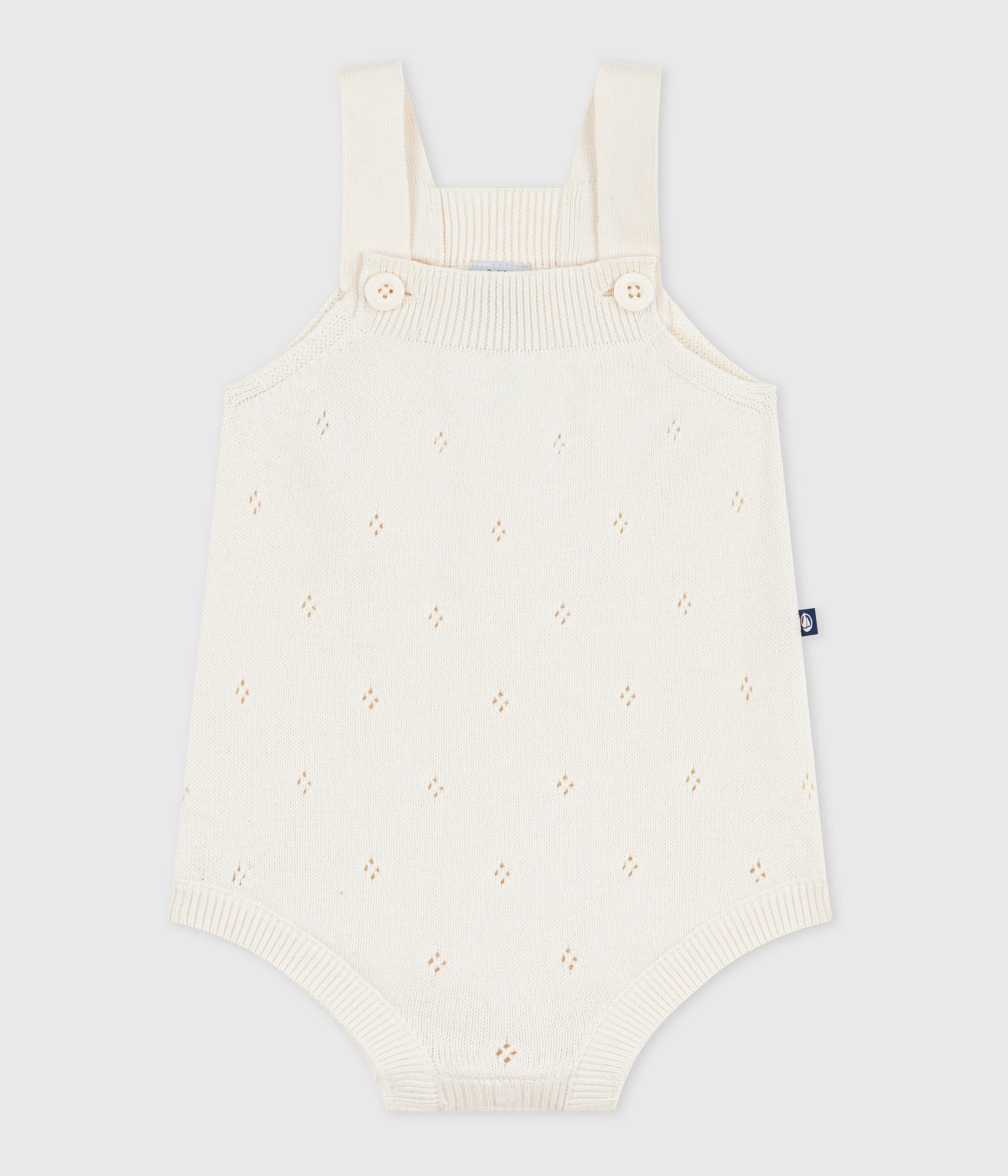 combinaison-courte-bébé-en-tricot-de-coton-ajouré