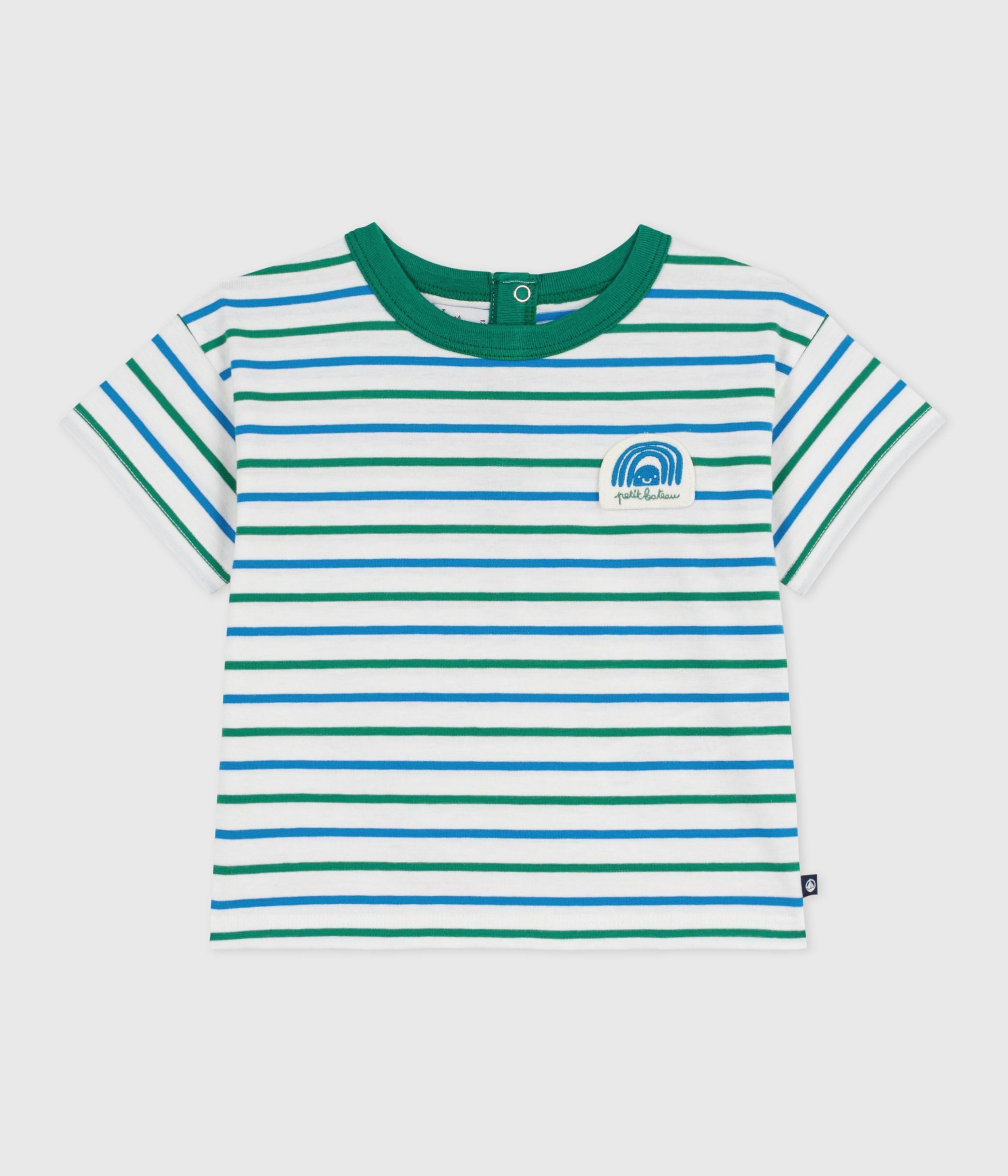 tee-shirt-bébé-en-coton-manches-courtes,-rayé