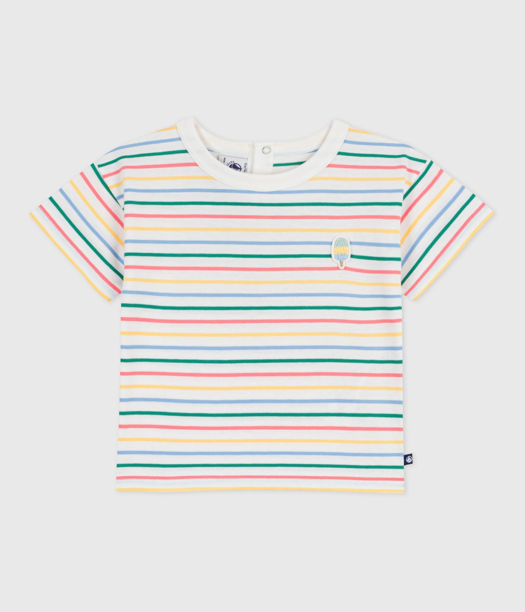 tee-shirt-bébé-en-coton-manches-courtes,-rayé