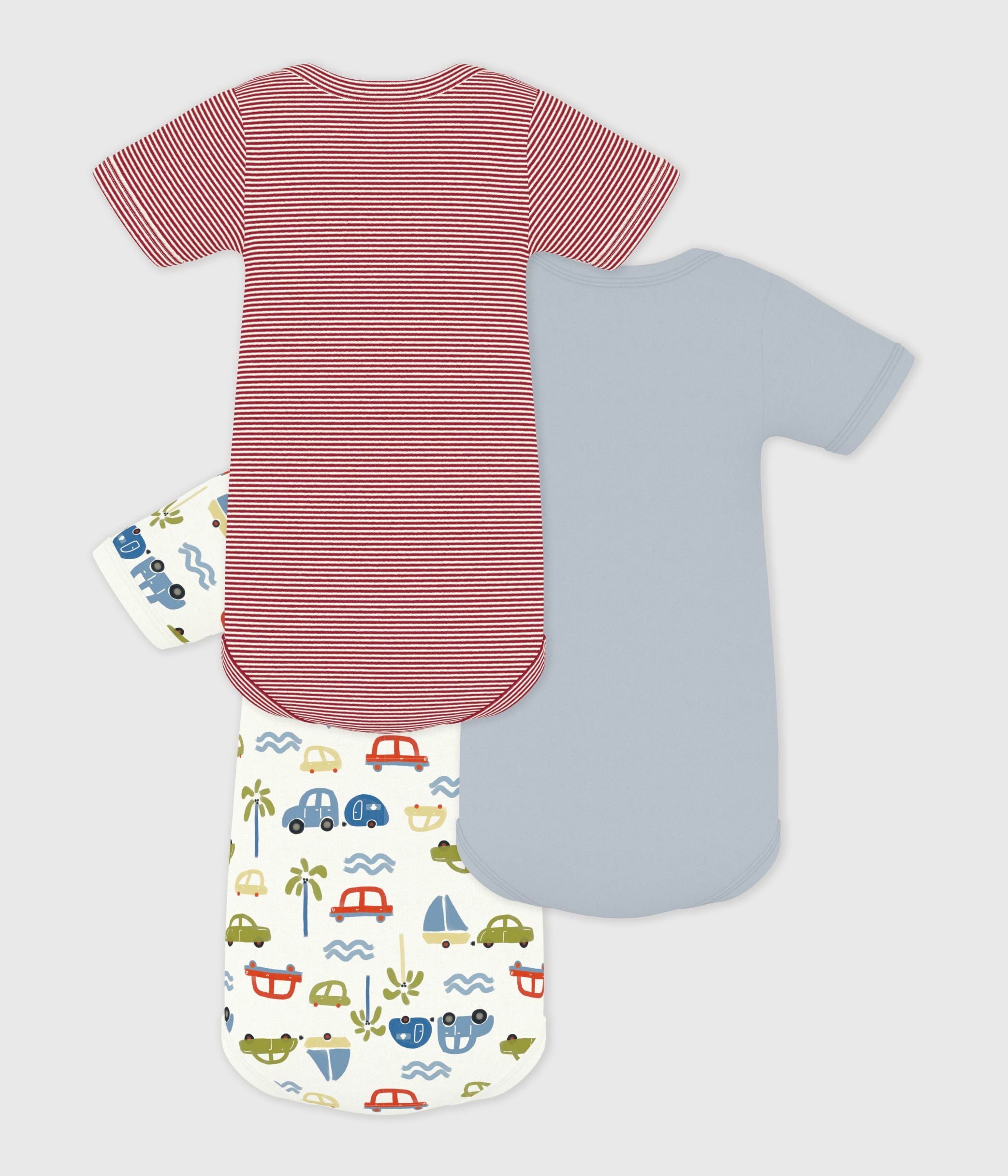 lot-de-3-bodies-manches-courtes-en-coton-imprimé-voiture-bébé