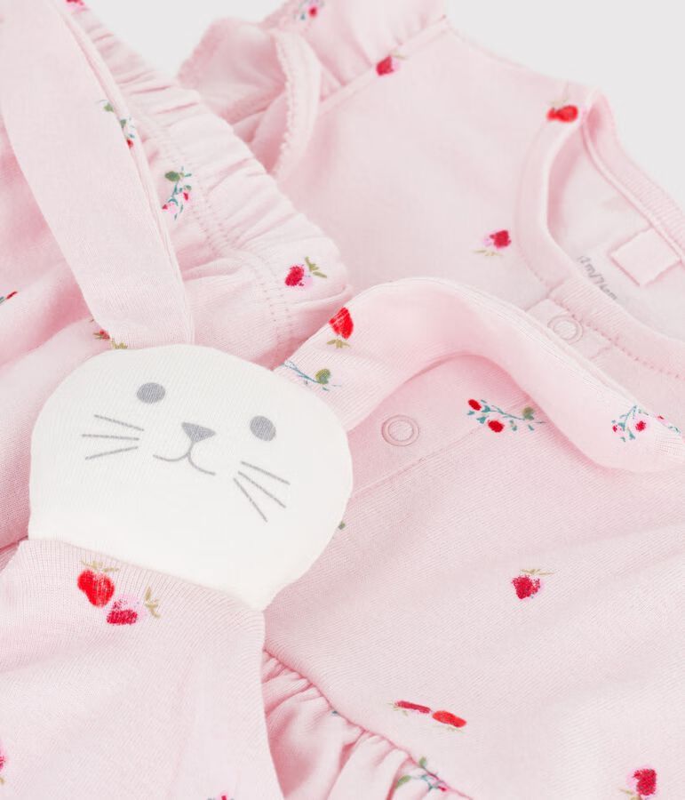coffret-cadeau-bébé-robe-et-doudou-en-coton-imprimés-fleurs