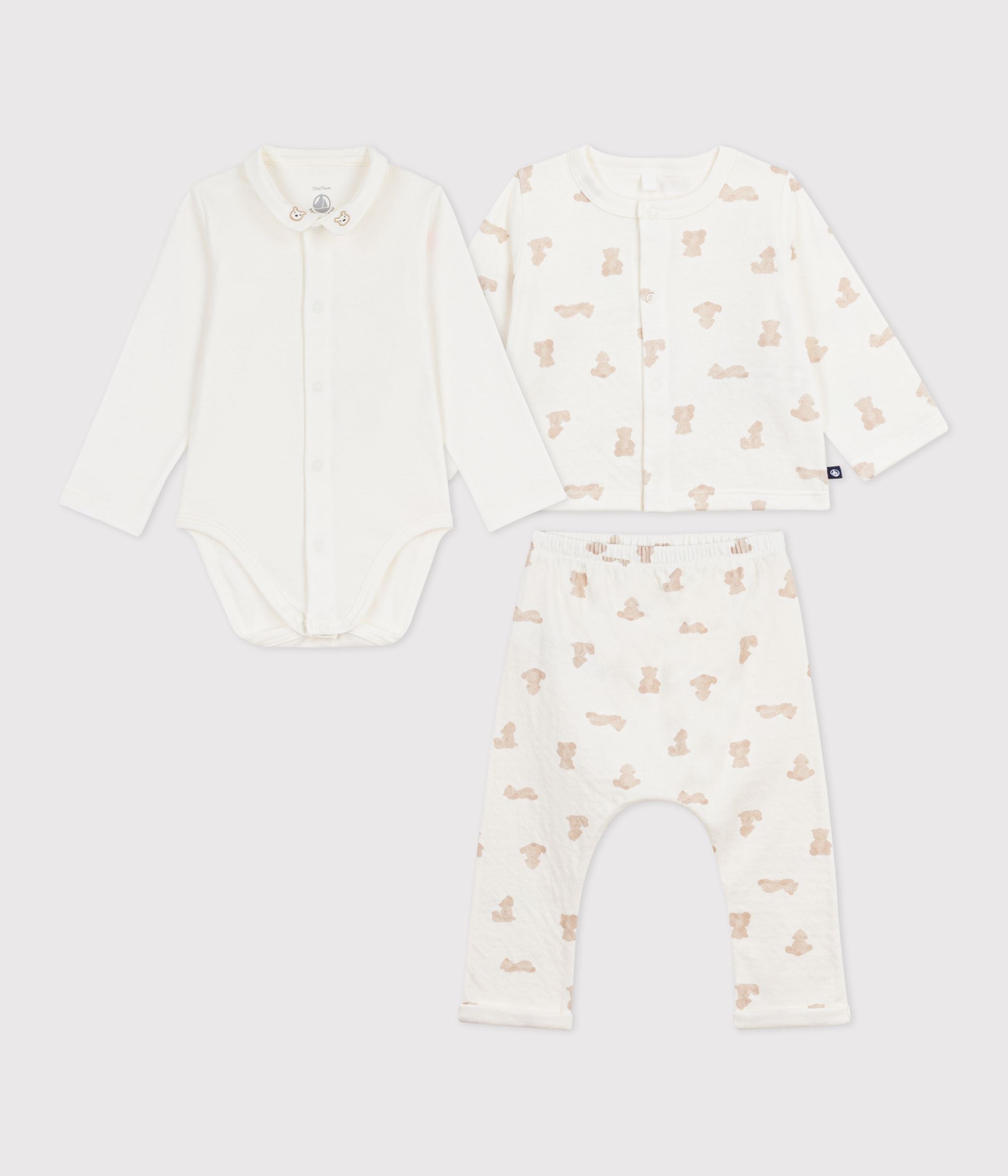 ensemble-3-pièces-bébé-en-coton,-imprimé-oursons