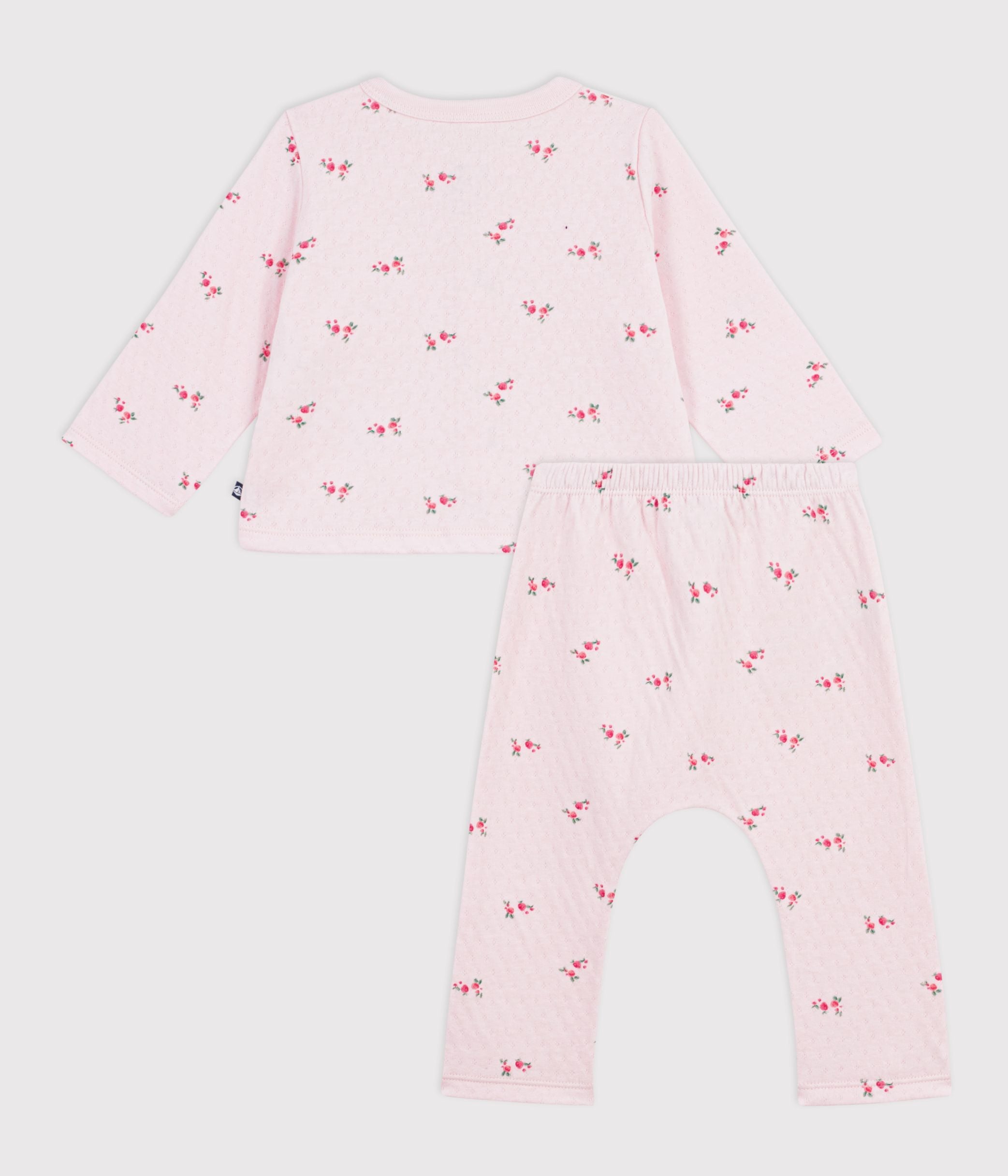 ensemble-2-pièces-bébé-en-coton,-imprimé-fleurs