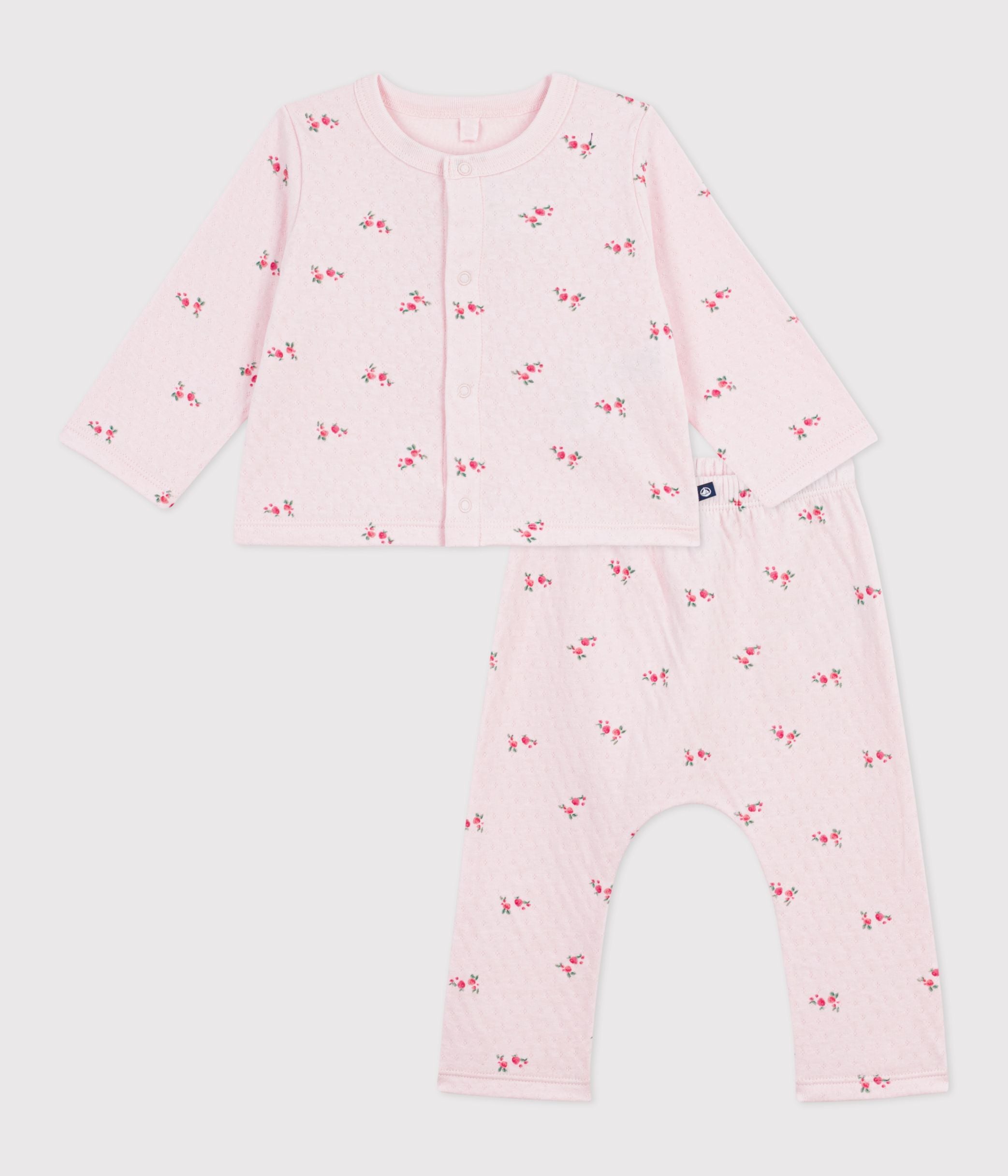 ensemble-2-pièces-bébé-en-coton,-imprimé-fleurs