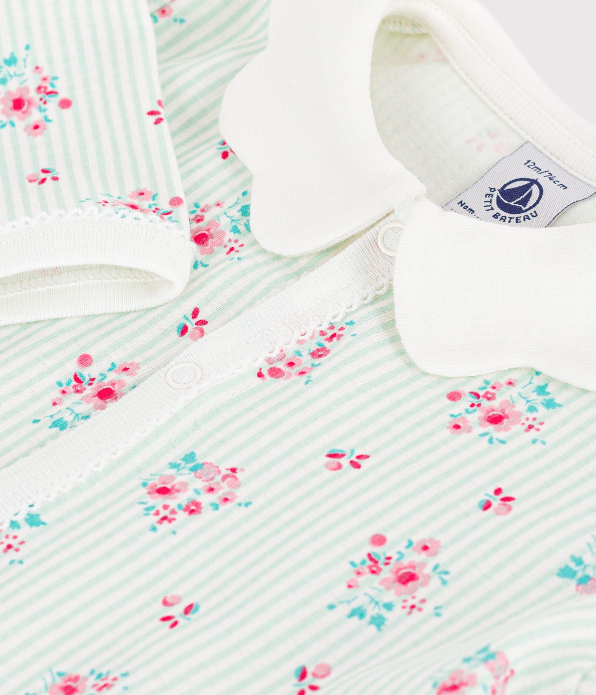 pyjama-bébé-en-coton-sans-pieds-à-col-imprimé-fleuri