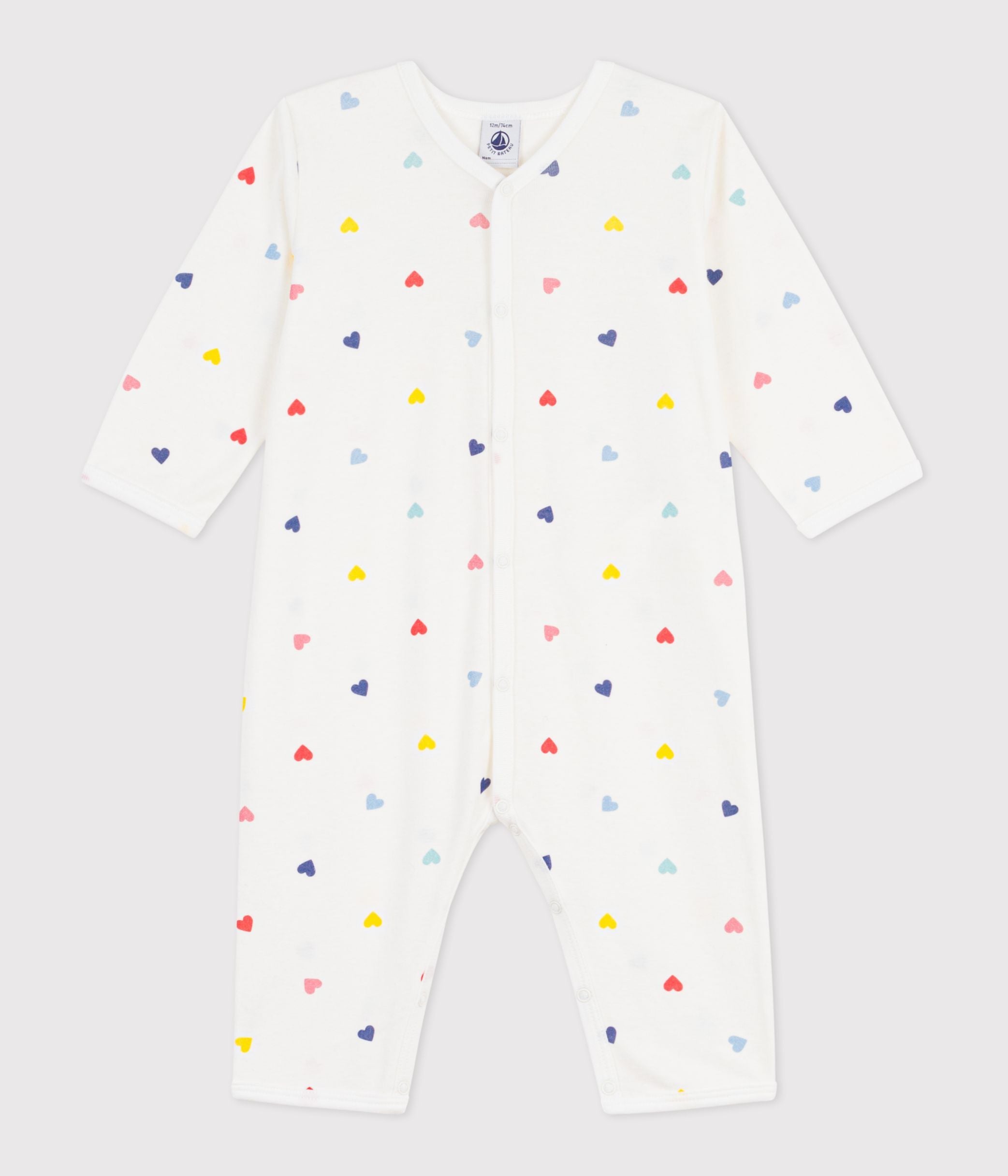 pyjama-bébé-en-coton-sans-pieds-imprimé-coeurs