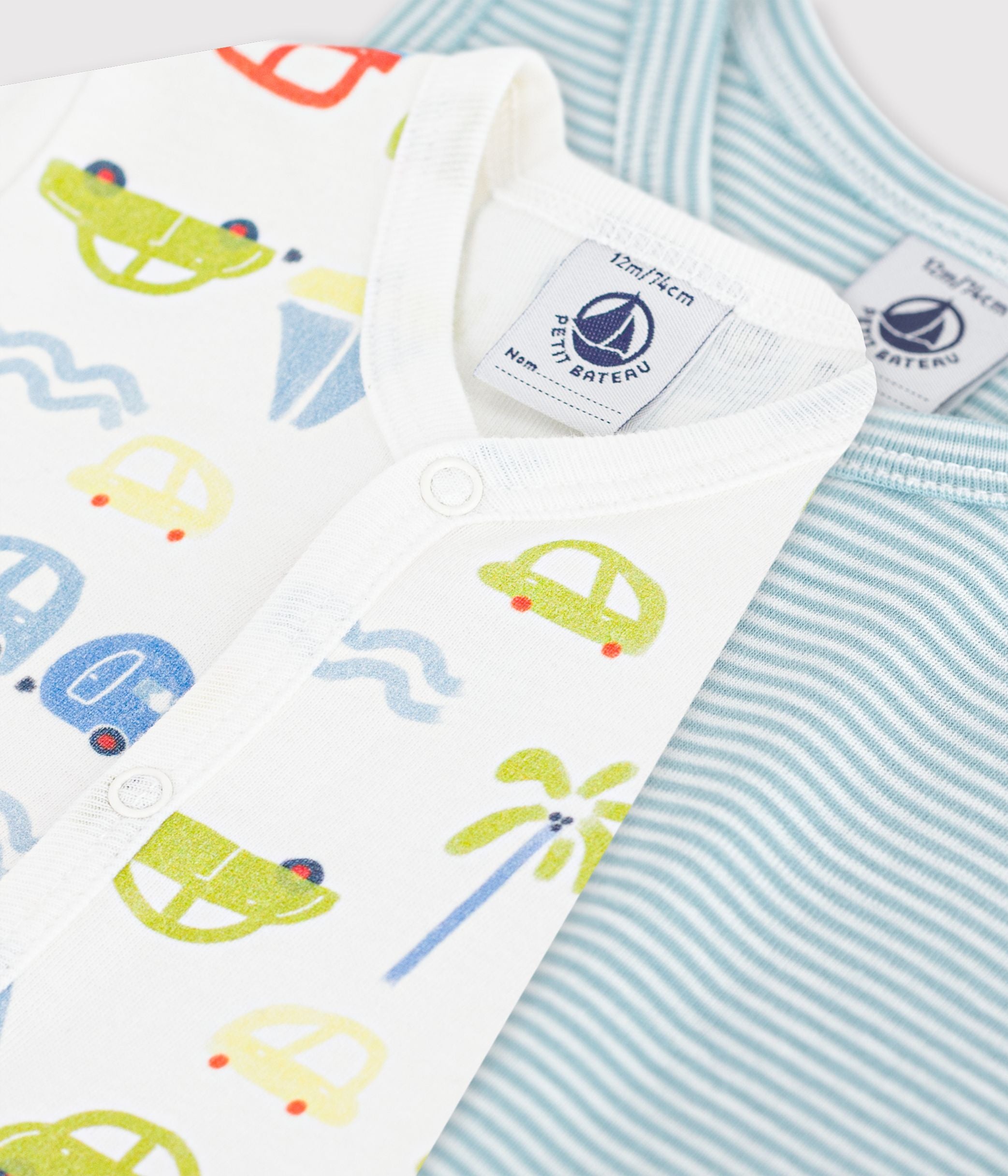 lot-de-2-combinaisons-courtes-bébé-en-coton-imprimé