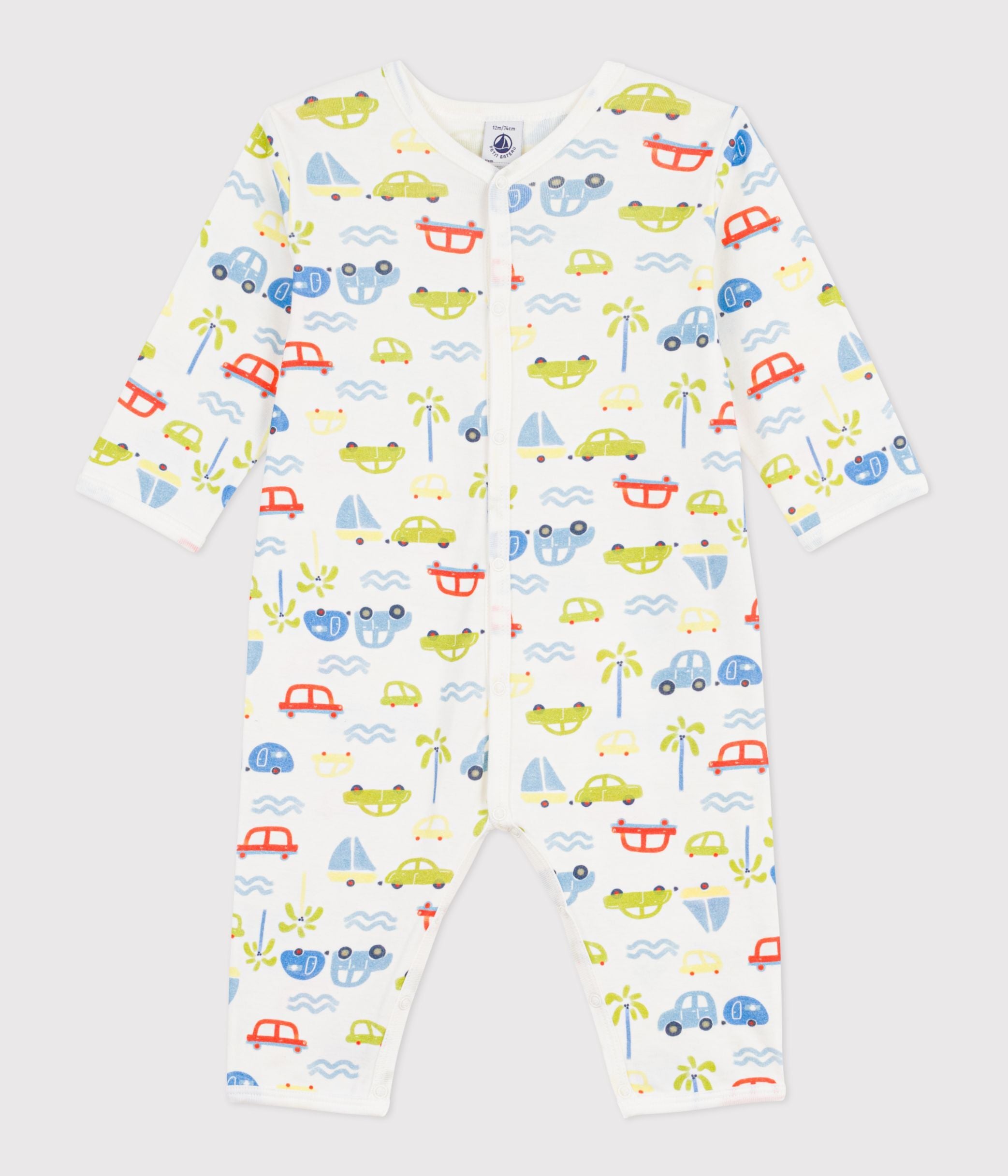 pyjama-bébé-en-coton-sans-pieds-imprimé-voitures