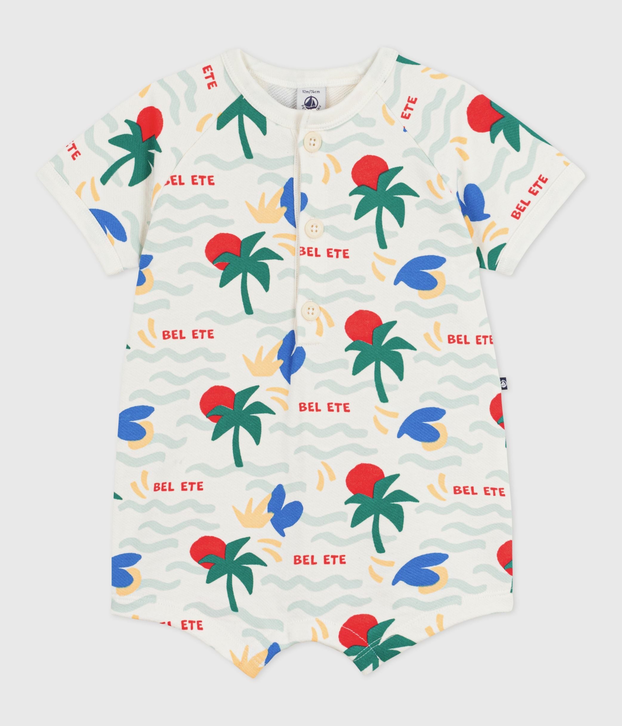 combinaison-courte-bébé-en-coton-imprimée
