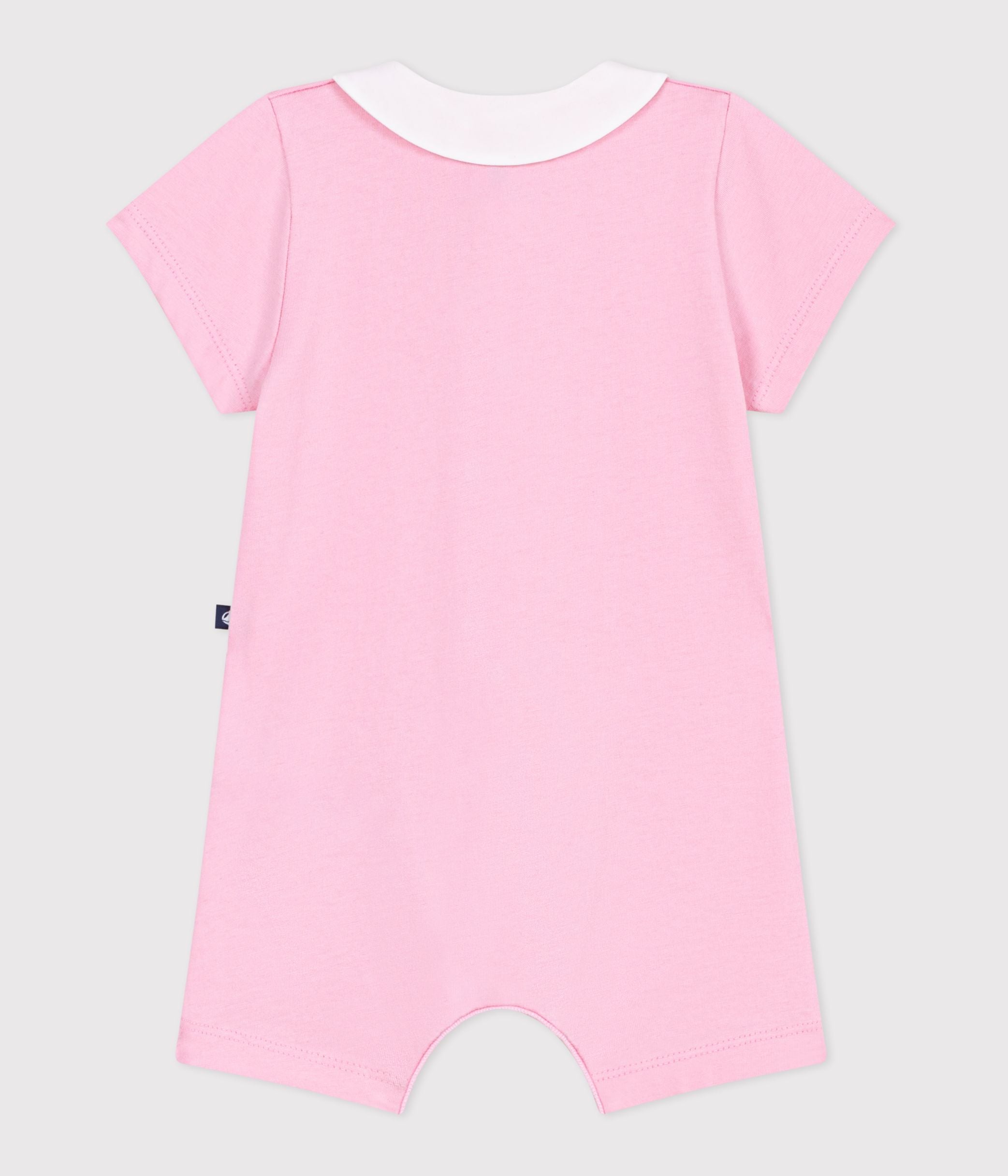 combinaison-courte-bébé-en-coton,-coeurs-brodés-au-col