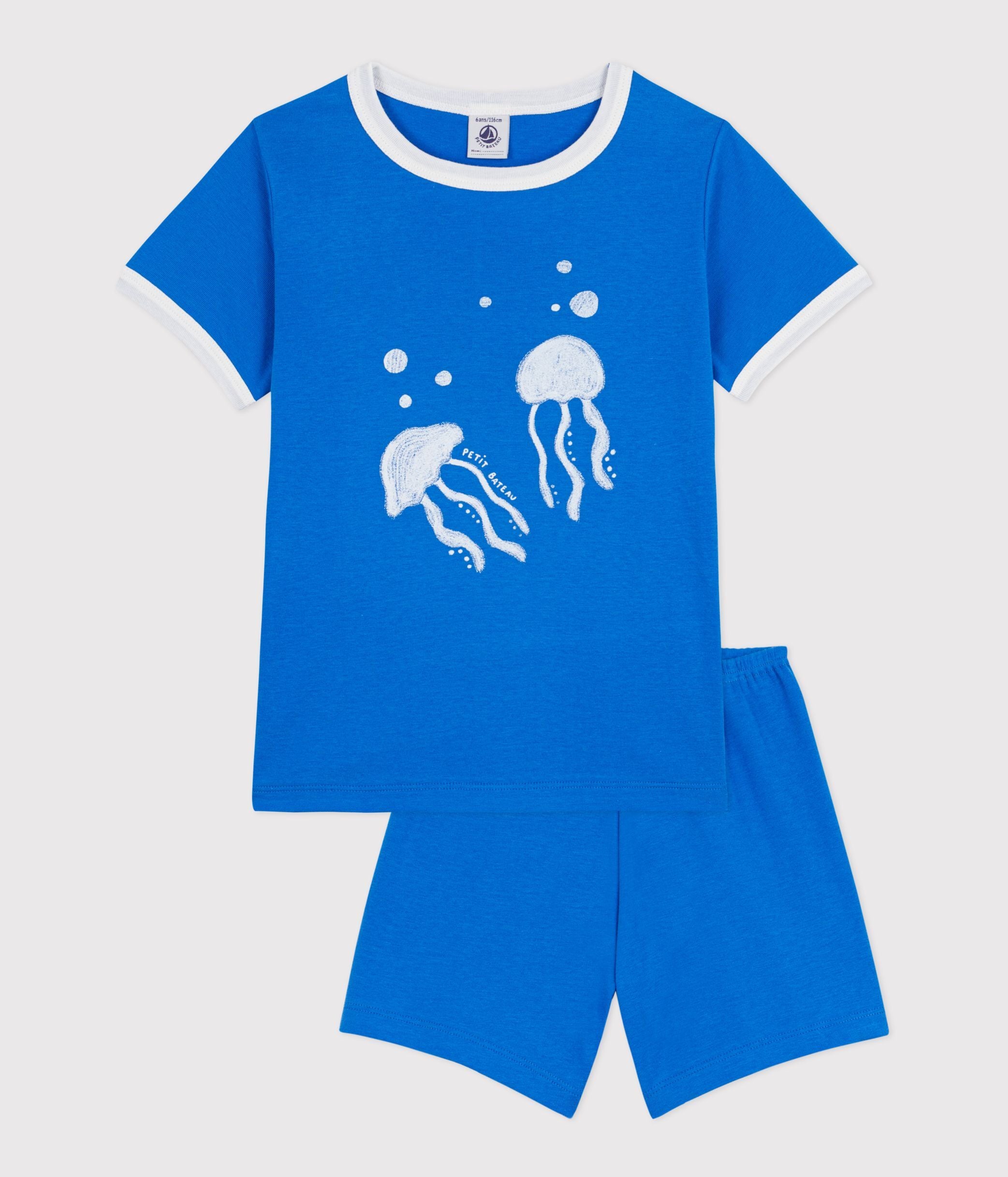 pyjama-short-enfant-en-coton-motif-méduse