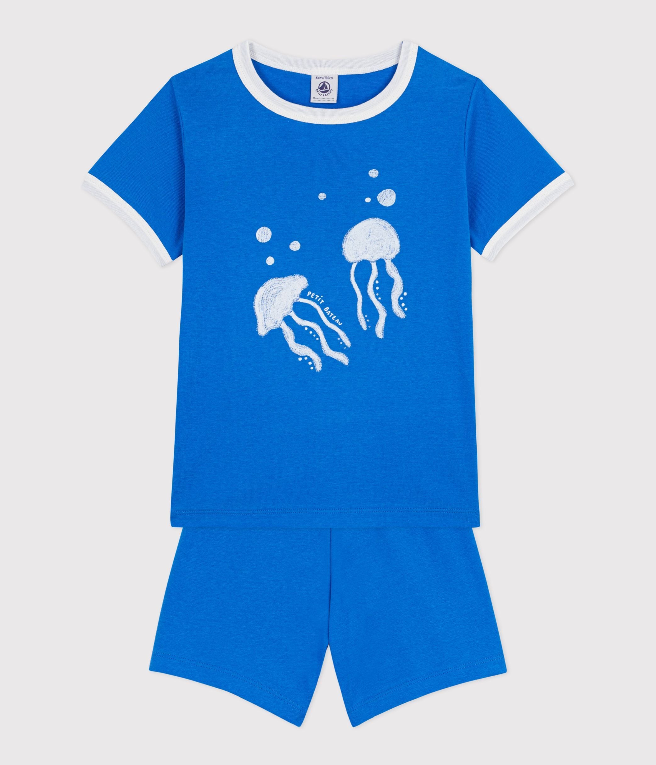 pyjama-short-enfant-en-coton-motif-méduse