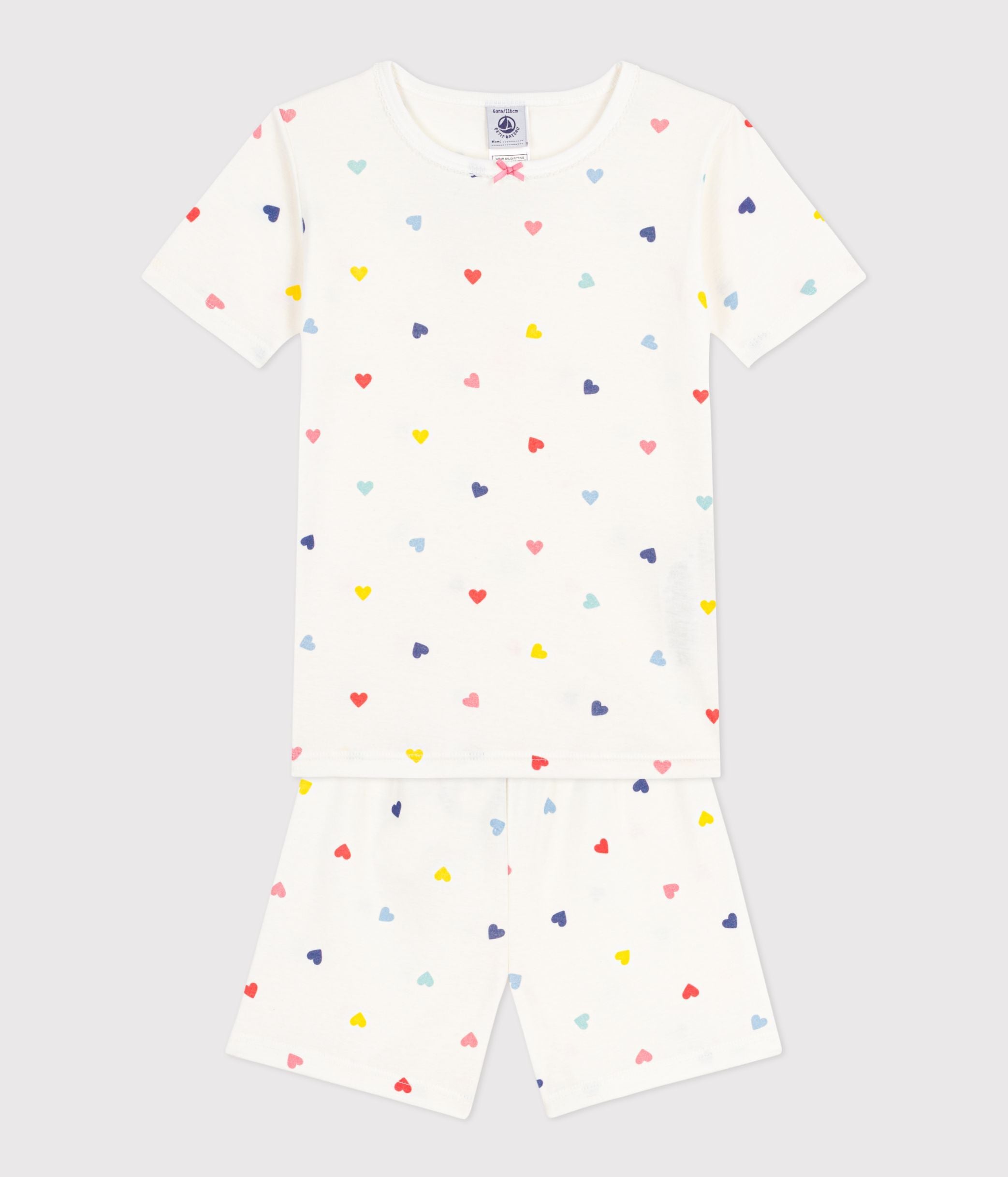 pyjama-short-très-ajusté-enfant-en-coton-imprimé-coeurs