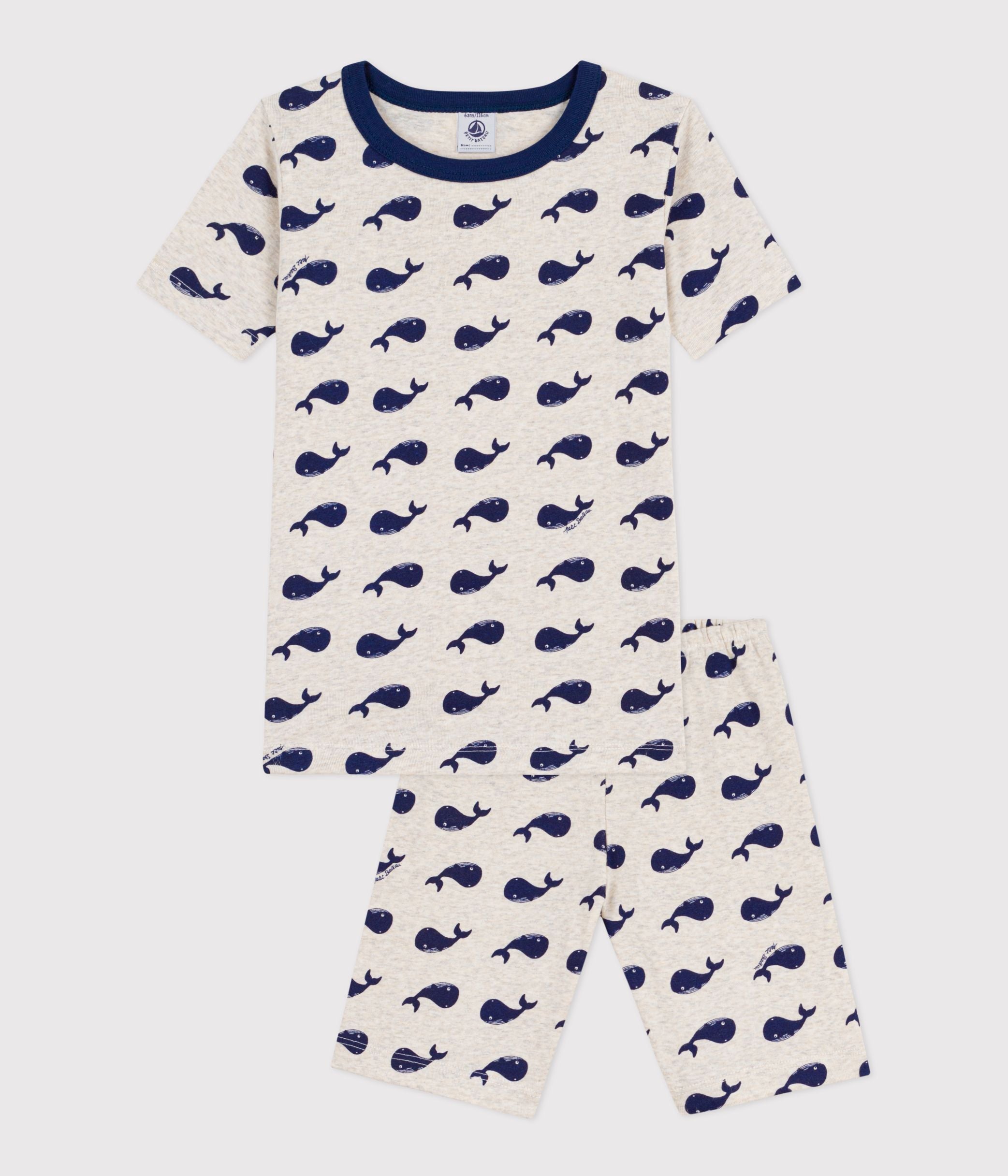 pyjama-short-très-ajusté-enfant-en-coton-imprimé-baleines