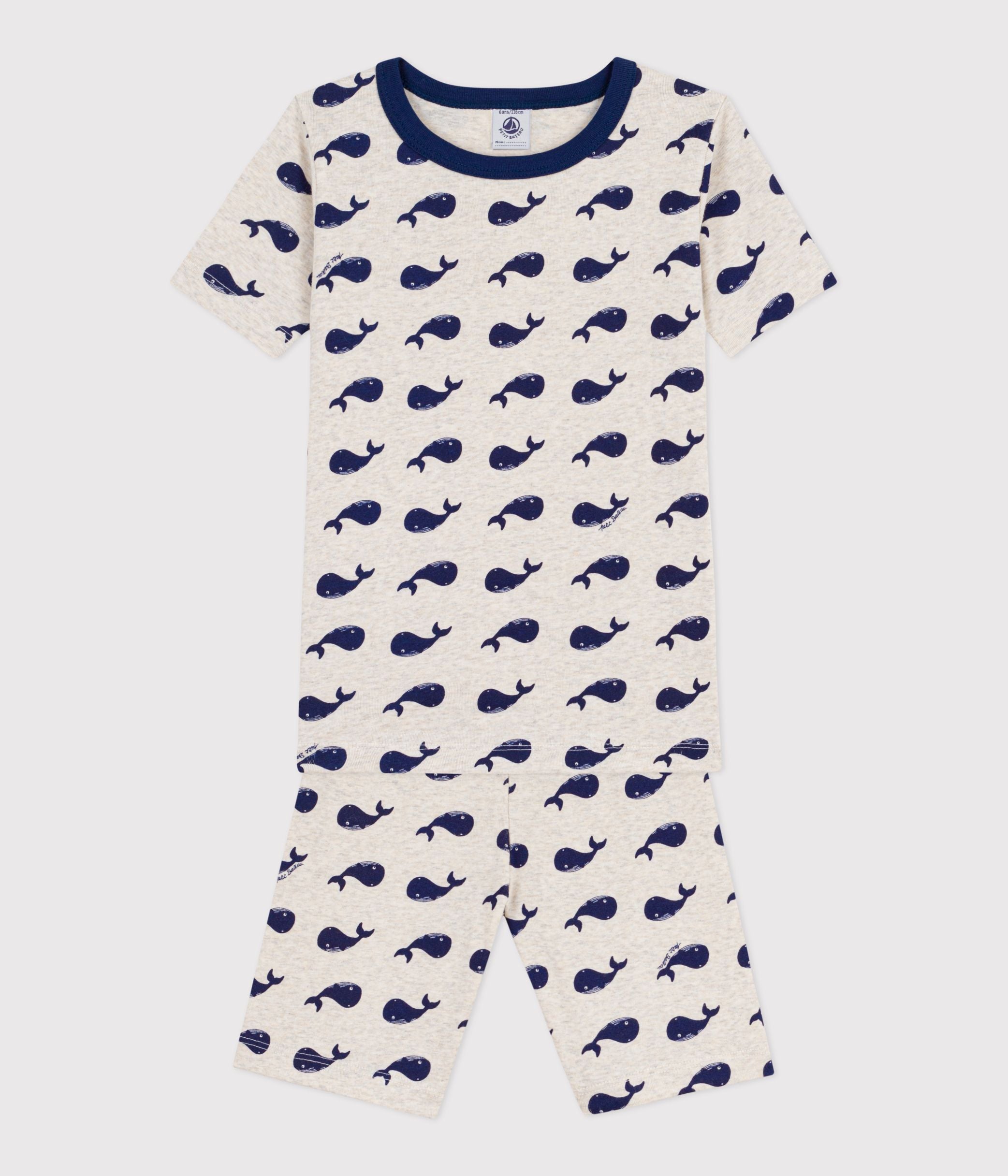 pyjama-short-très-ajusté-enfant-en-coton-imprimé-baleines
