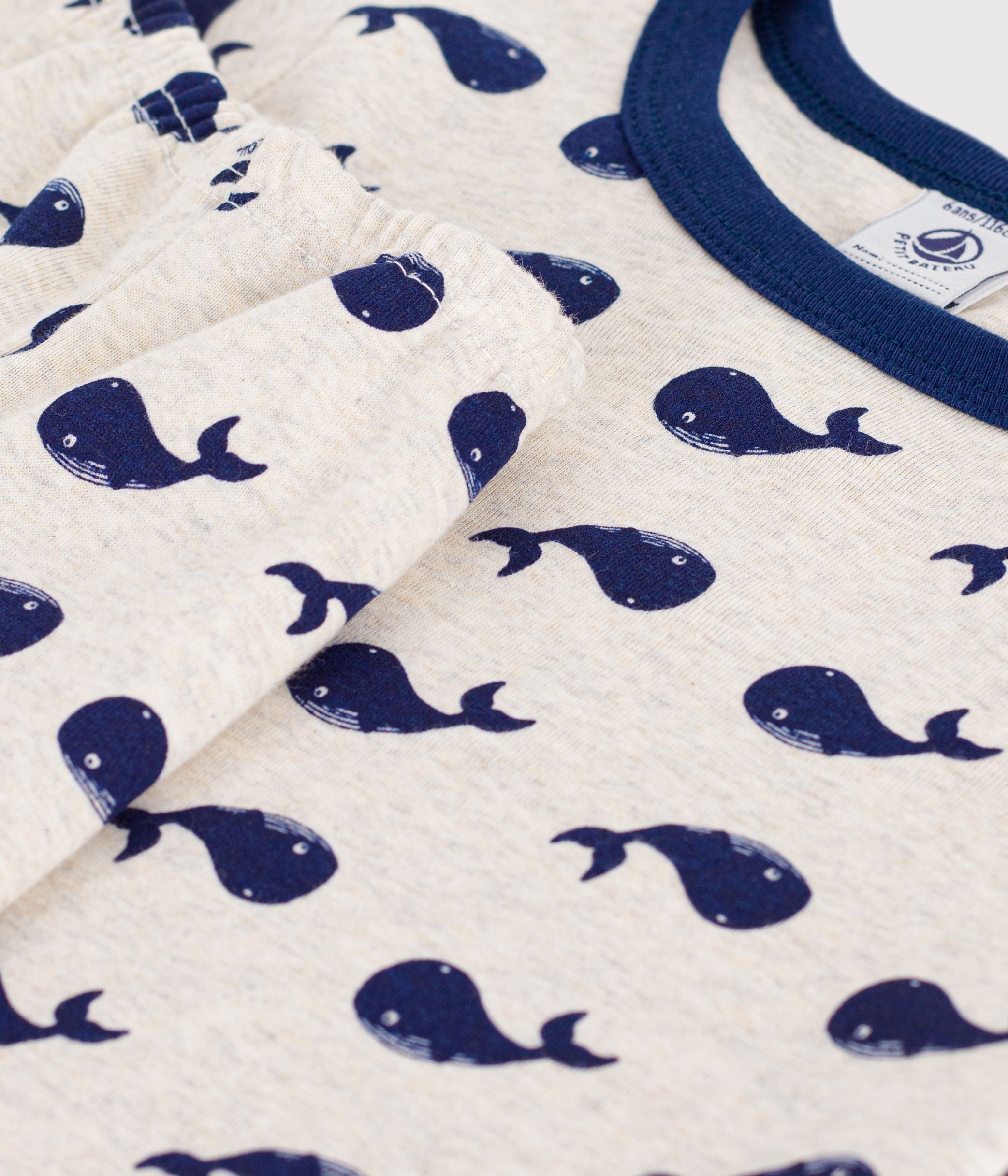 pyjama-short-très-ajusté-enfant-en-coton-imprimé-baleines