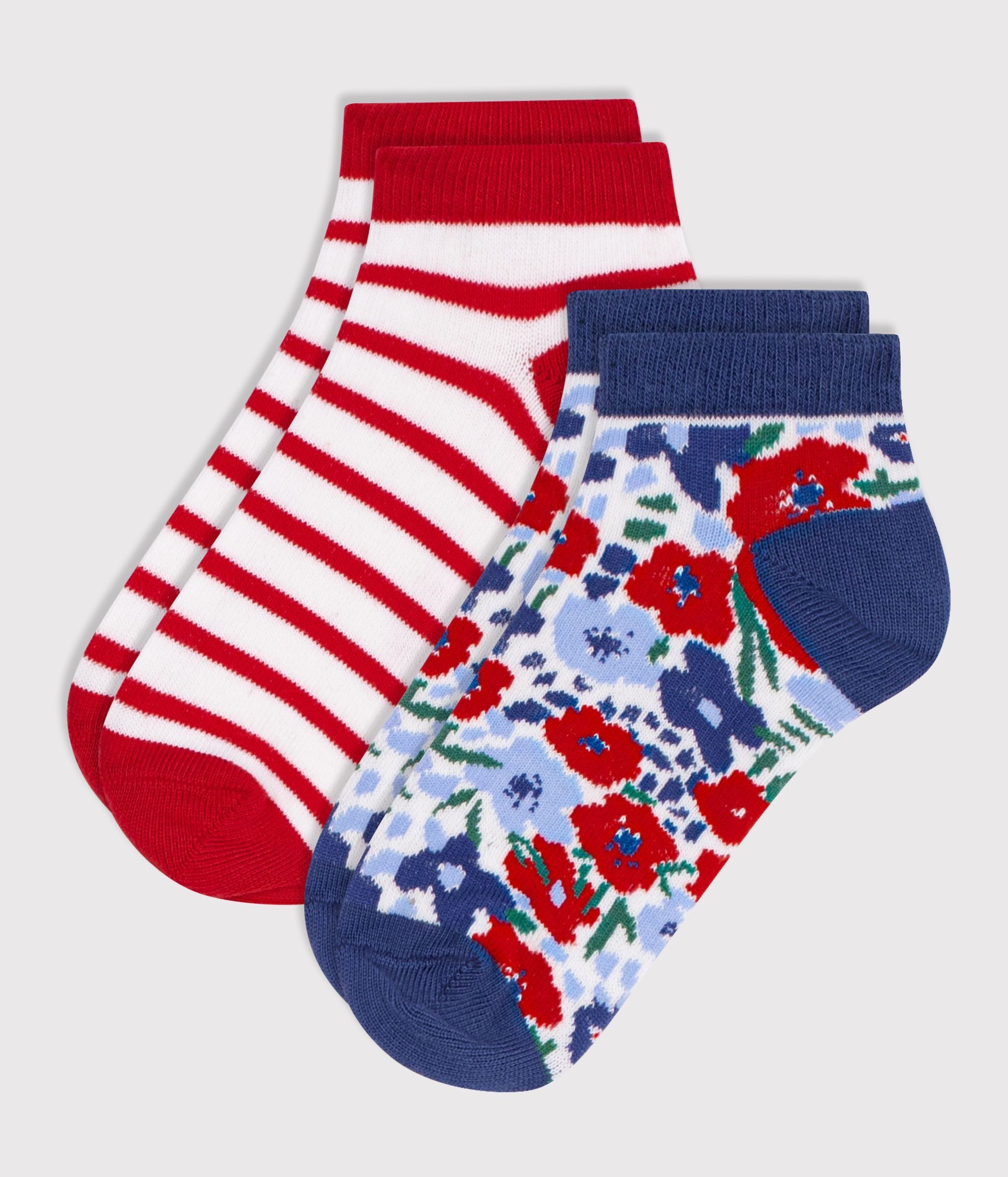 lot-de-2-paires-de-chaussettes-enfant-fille-en-coton-imprimé-à-fleurs