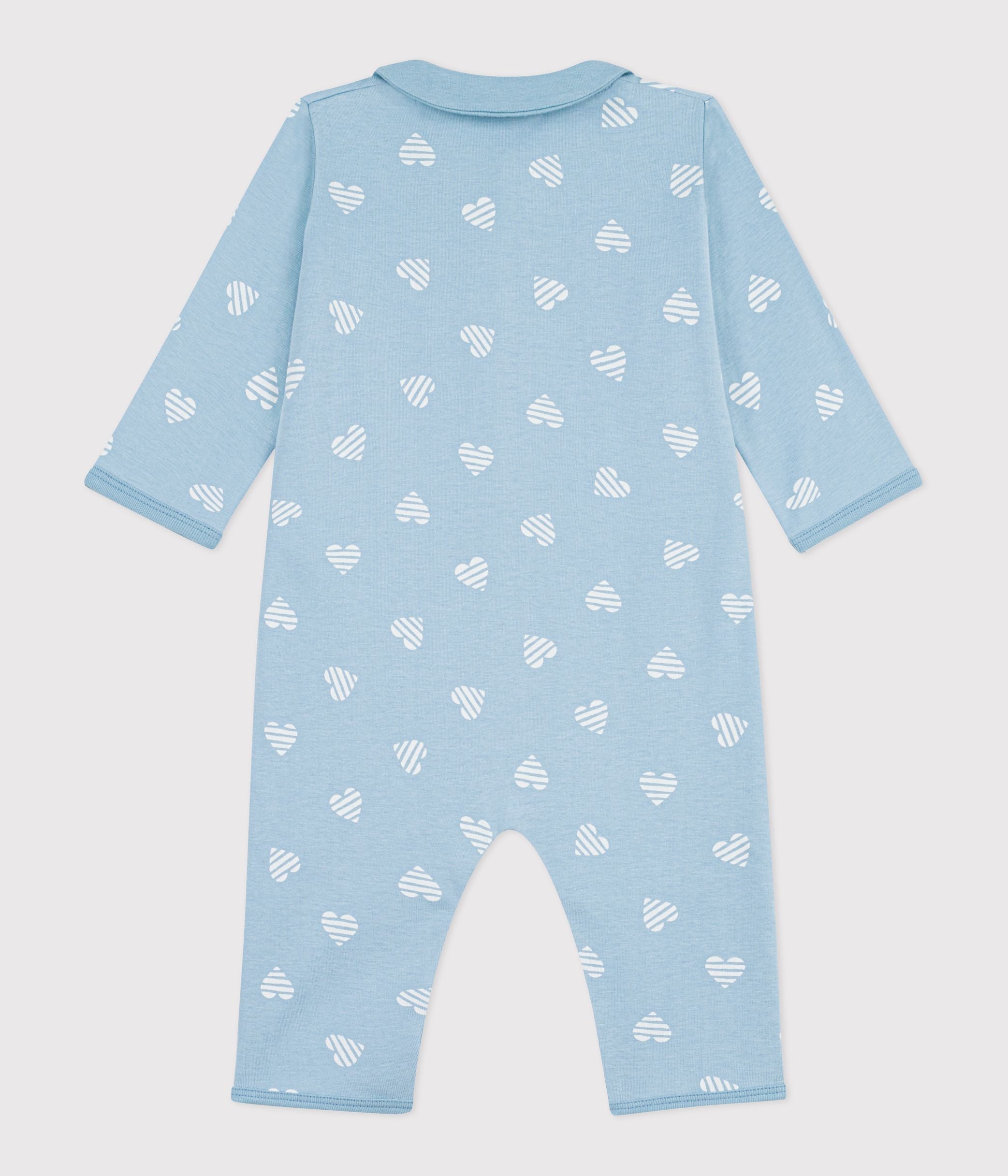 pyjama-bébé-en-coton-sans-pieds-à-col-imprimé-coeurs