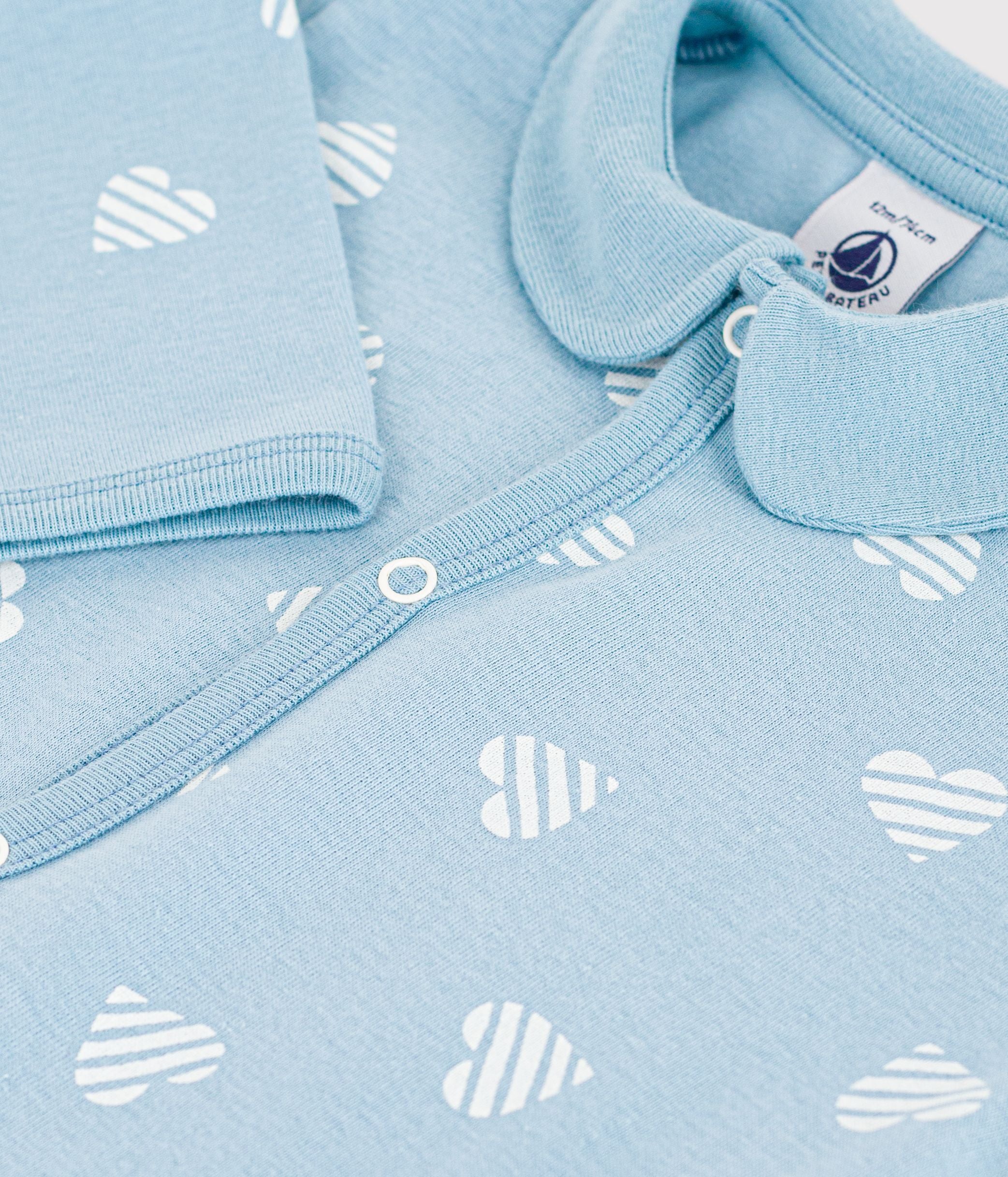 pyjama-bébé-en-coton-sans-pieds-à-col-imprimé-coeurs