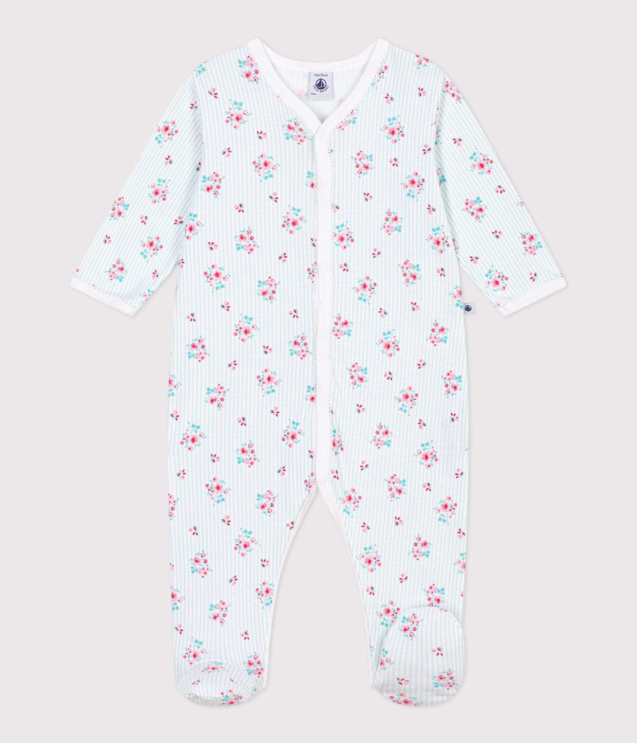 pyjama-bébé-en-coton-imprimé-fleuri