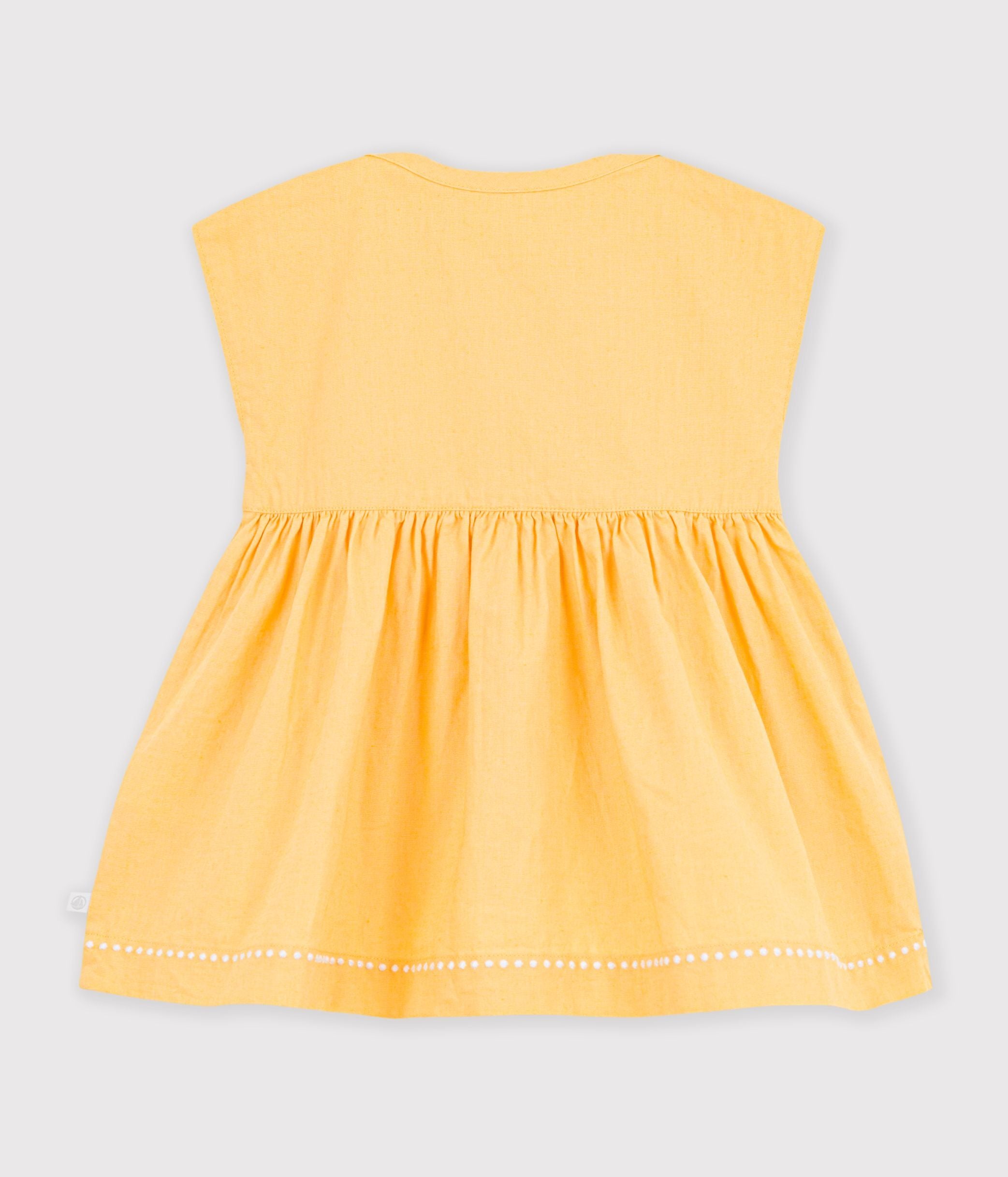 robe-bébé-en-coton/lin-manches-courtes-unie