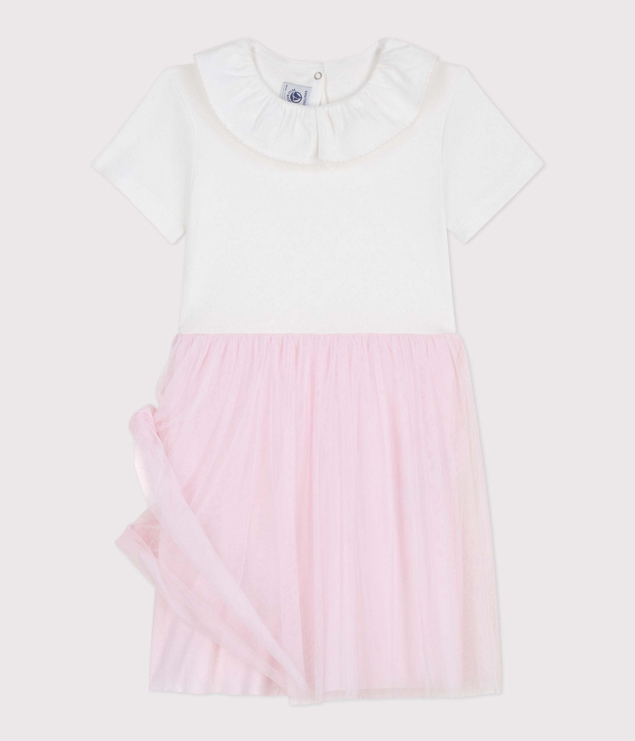 robe-enfant-manches-courtes-en-coton-et-tulle-à-motif-coeurs