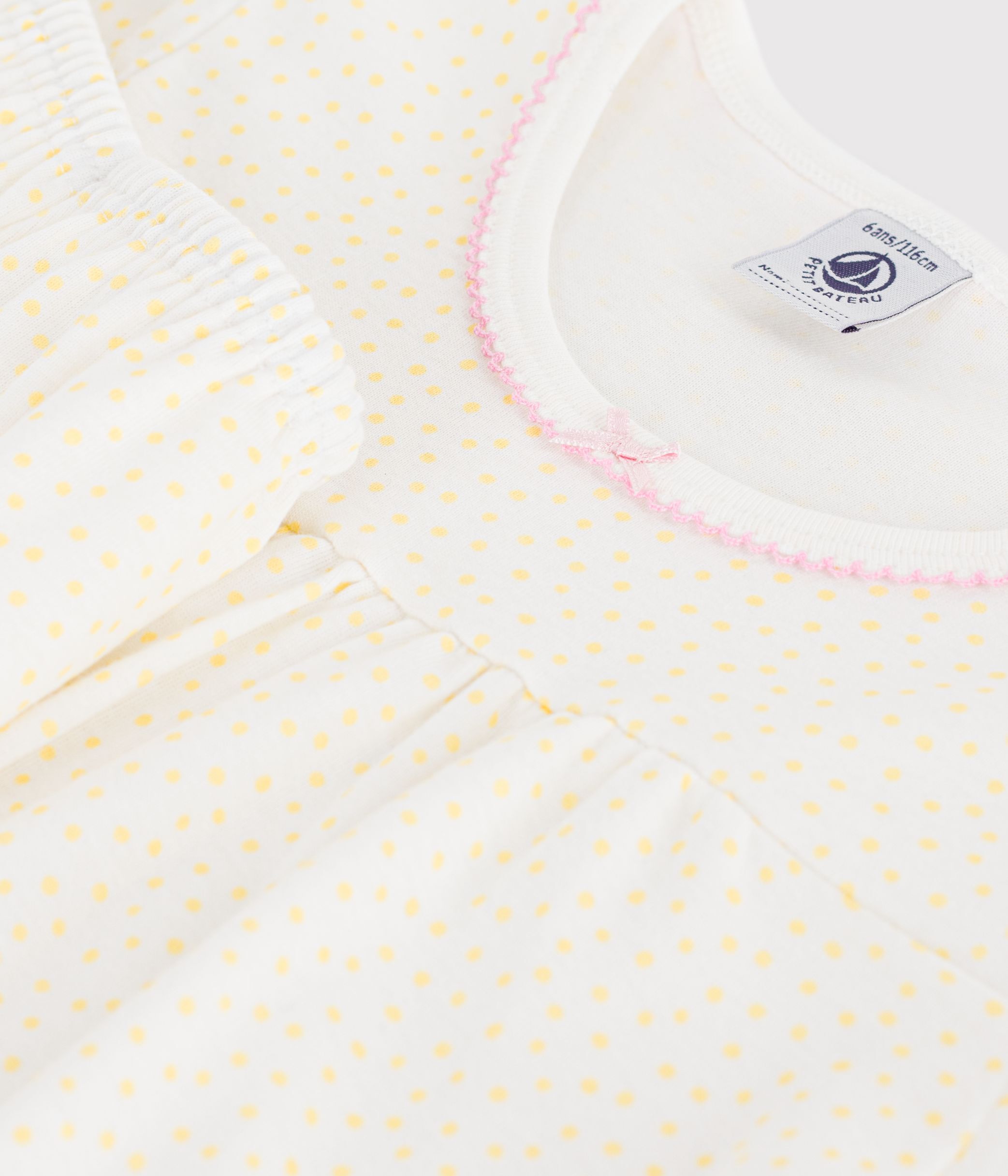 pyjama-short-enfant-en-coton-à-fronces-imprimé-pois
