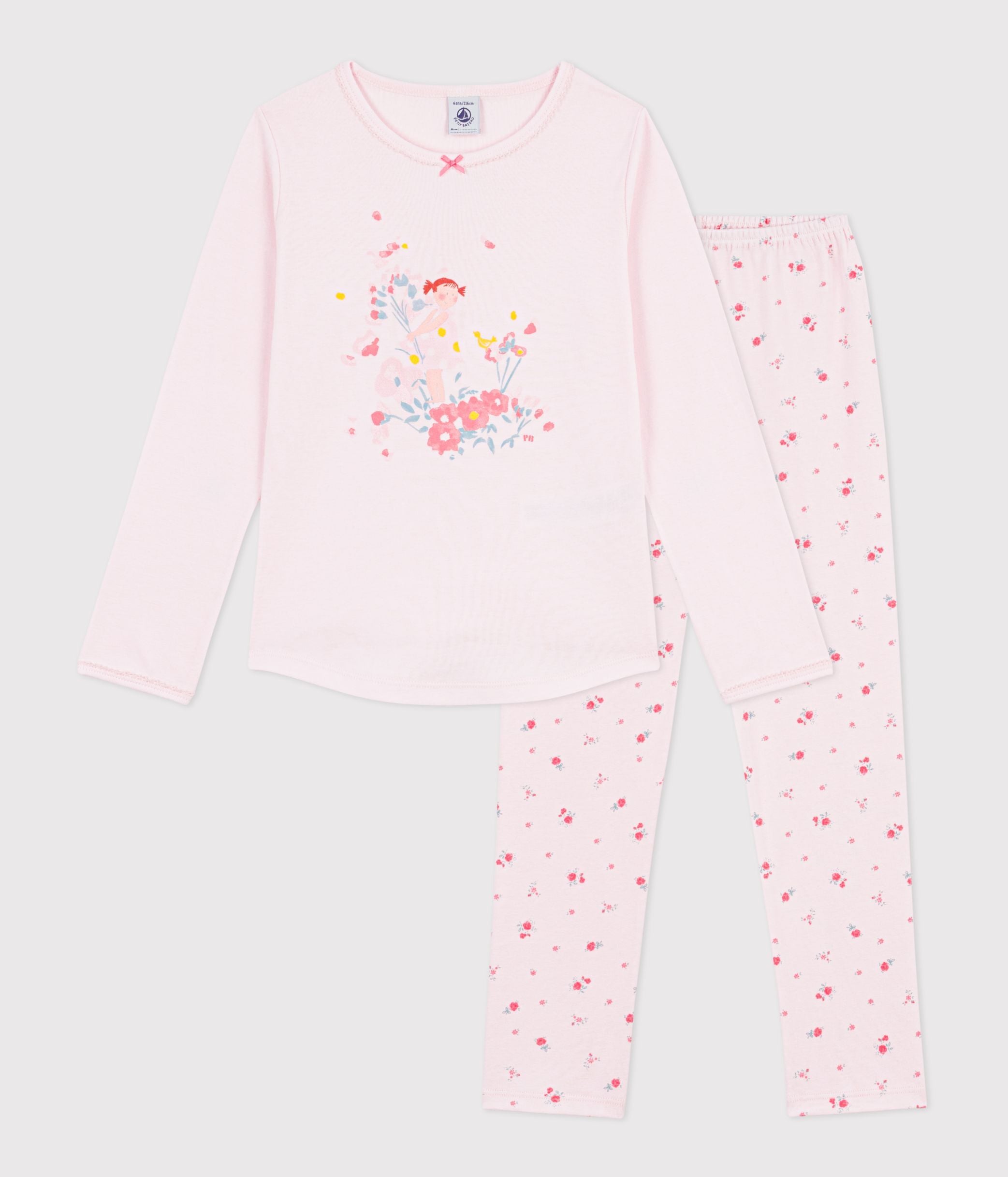 pyjama-enfant-en-coton-à-motif-fleuri
