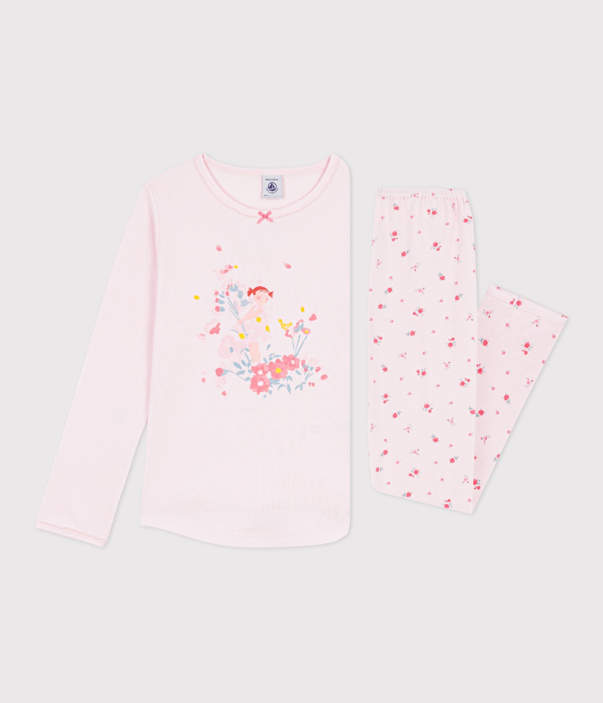 pyjama-enfant-en-coton-à-motif-fleuri