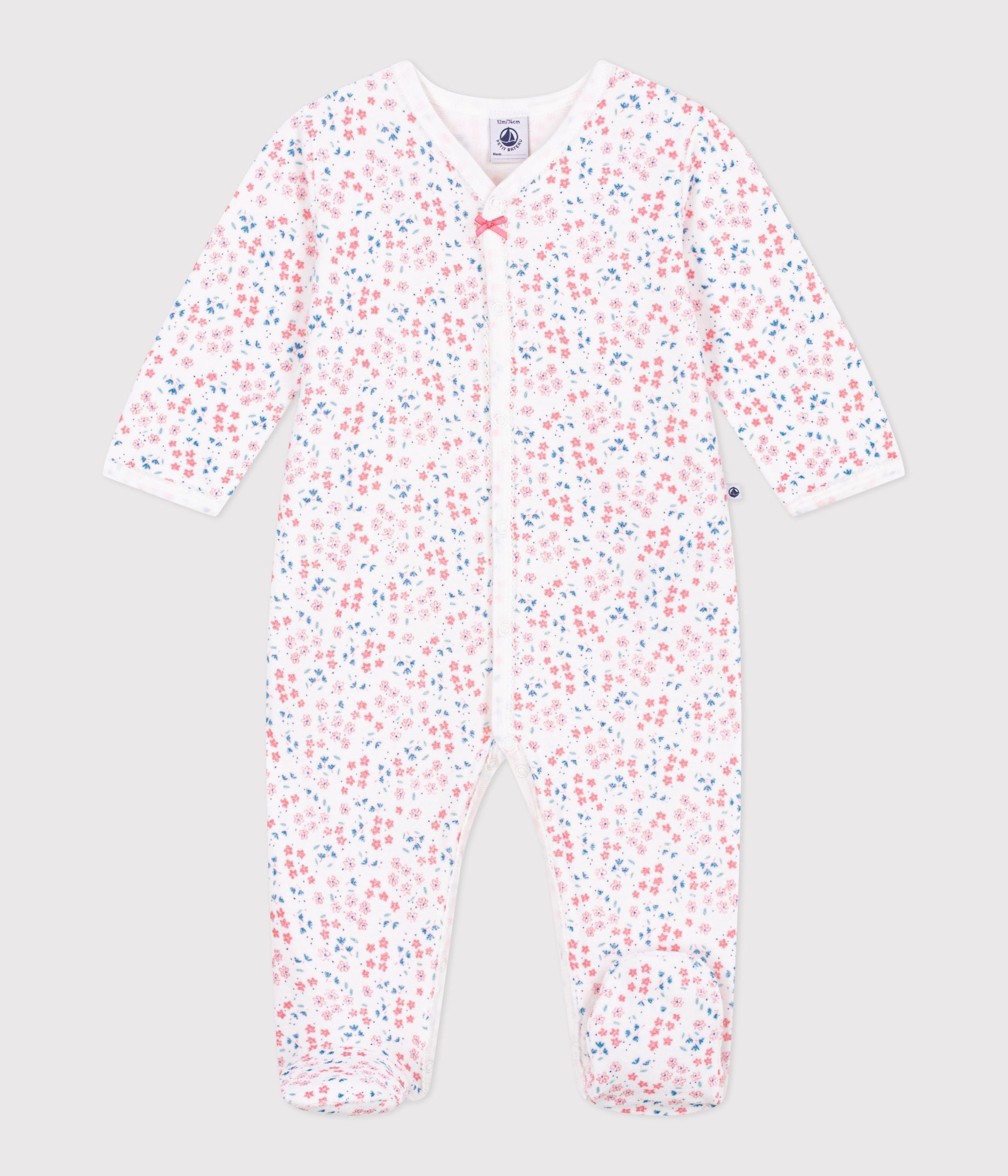 pyjama-bébé-en-velours-imprimé-fleuri
