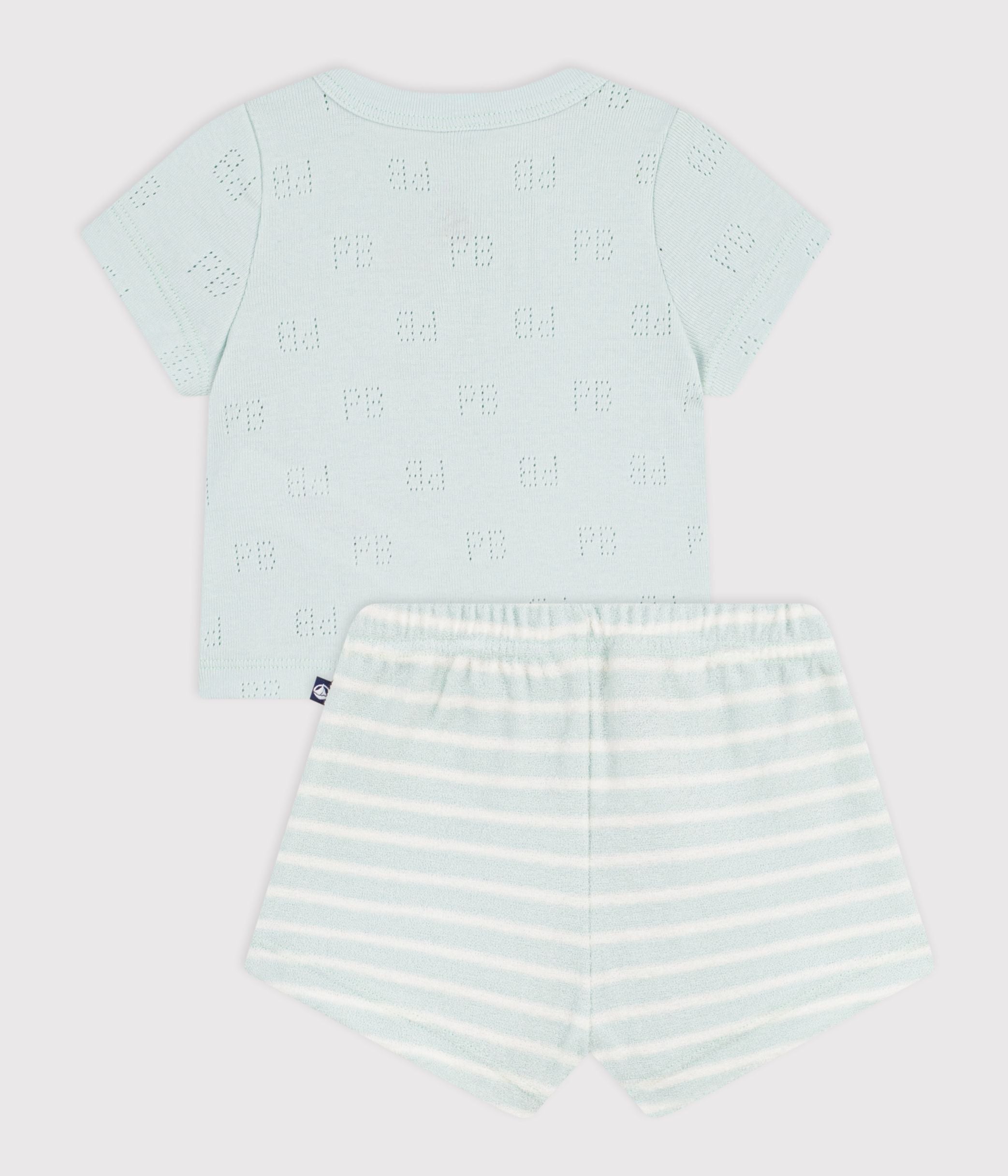 ensemble-2-pièces-bébé-en-coton,-bas-rayé