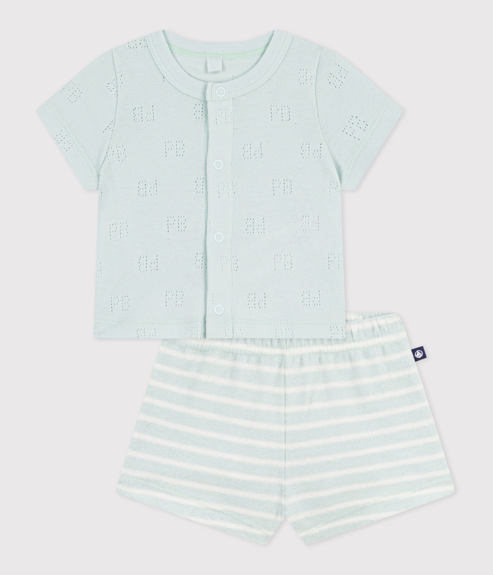 ensemble-2-pièces-bébé-en-coton,-bas-rayé
