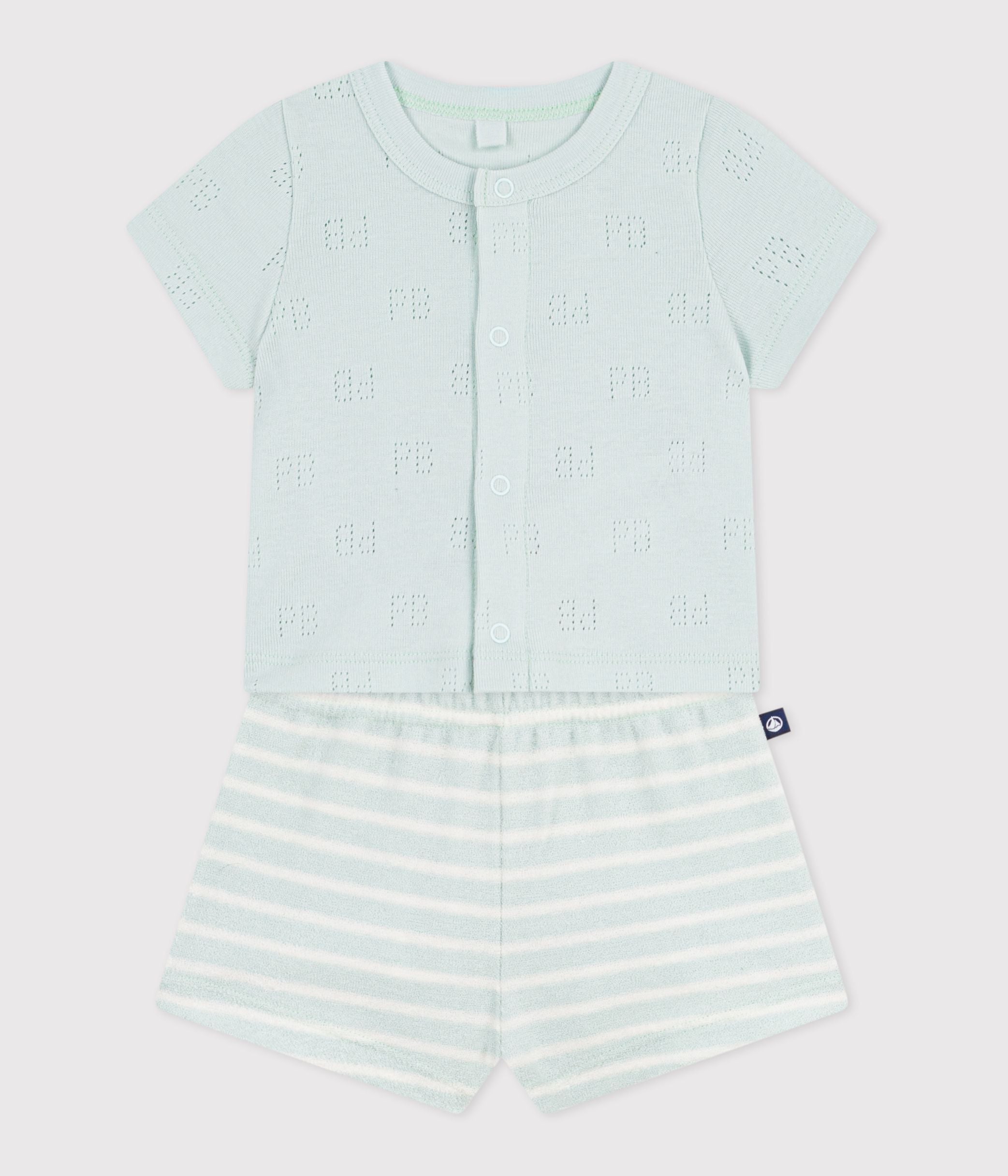 ensemble-2-pièces-bébé-en-coton,-bas-rayé