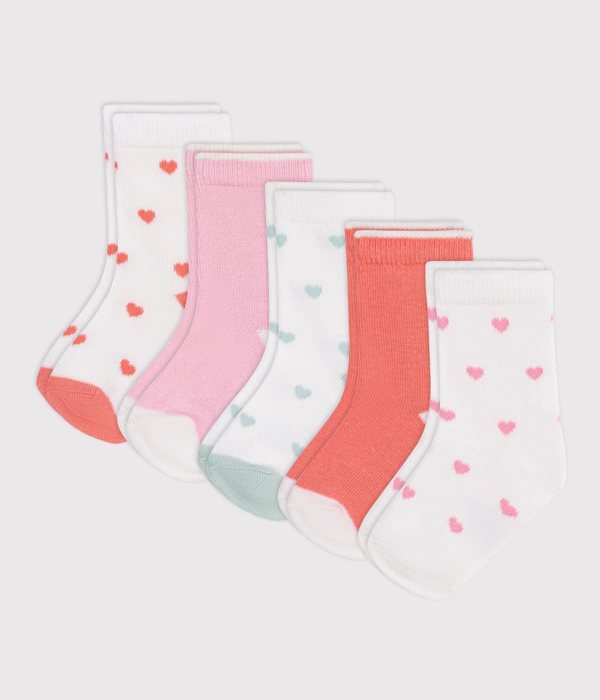 lot-de-5-paires-de-chaussettes-bébé-fille-en-coton-à-coeurs