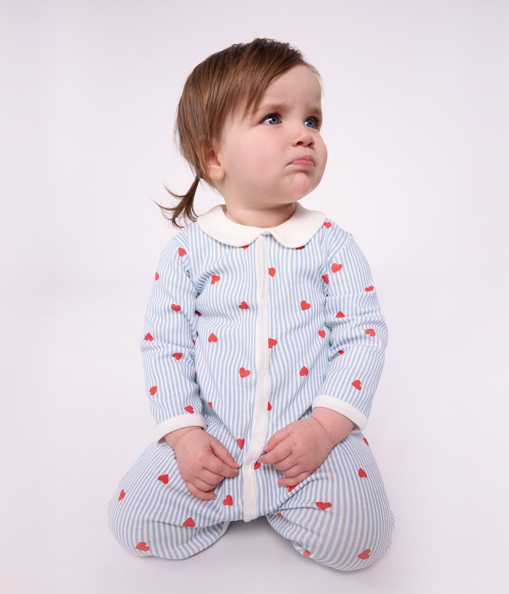 pyjama-bébé-en-coton-avec-col,-imprimé-coeurs