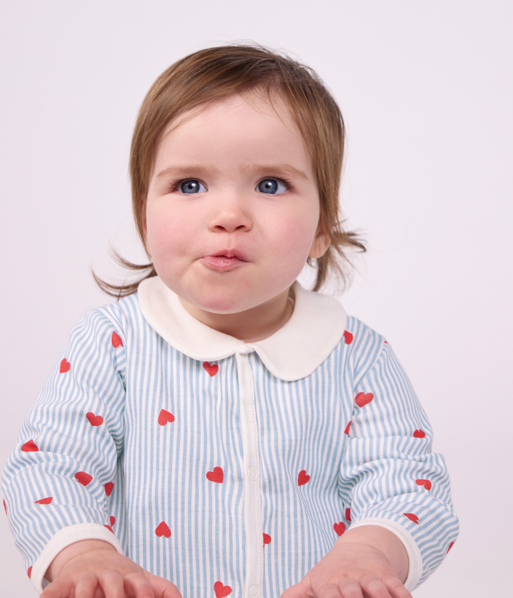 pyjama-bébé-en-coton-avec-col,-imprimé-coeurs