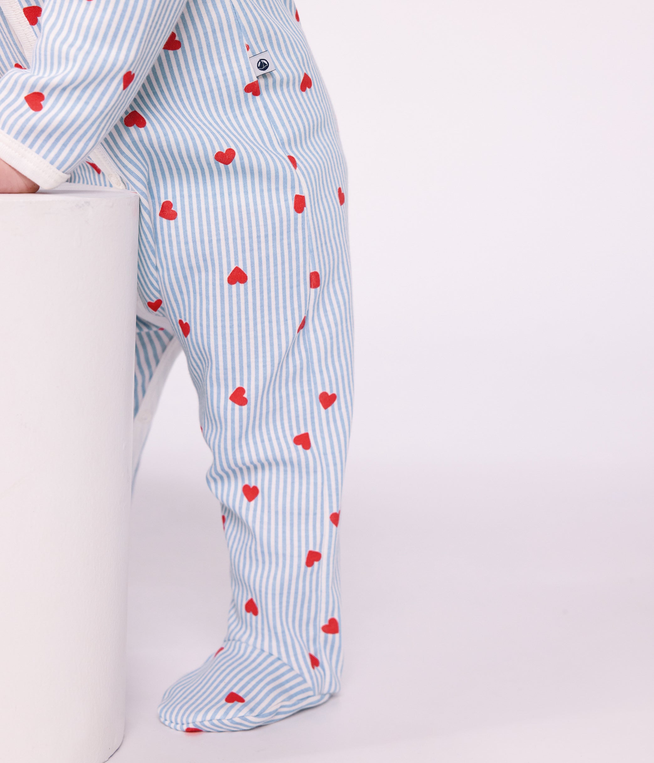 pyjama-bébé-en-coton-avec-col,-imprimé-coeurs