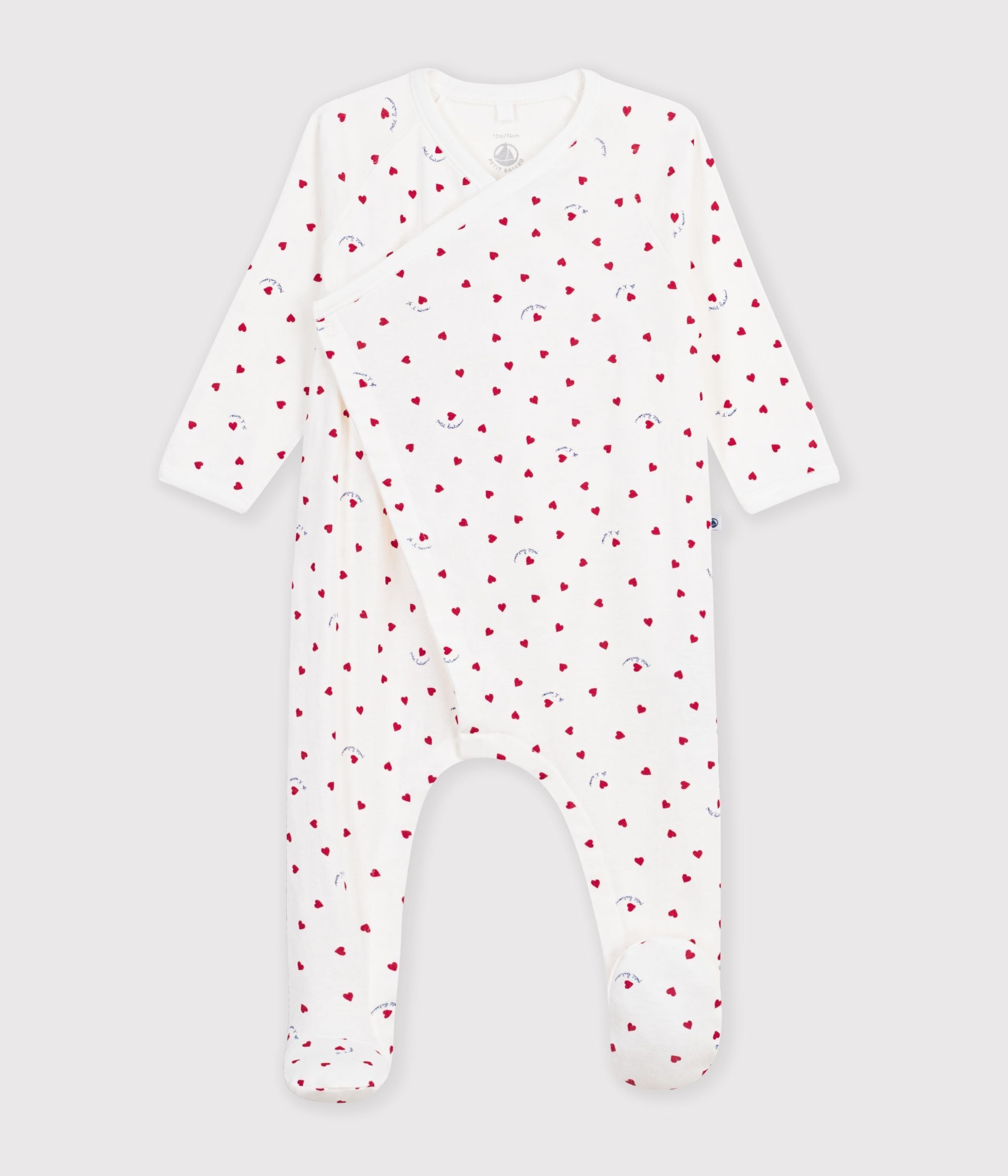 pyjama-bébé-en-coton-imprimé-à-petits-coeurs