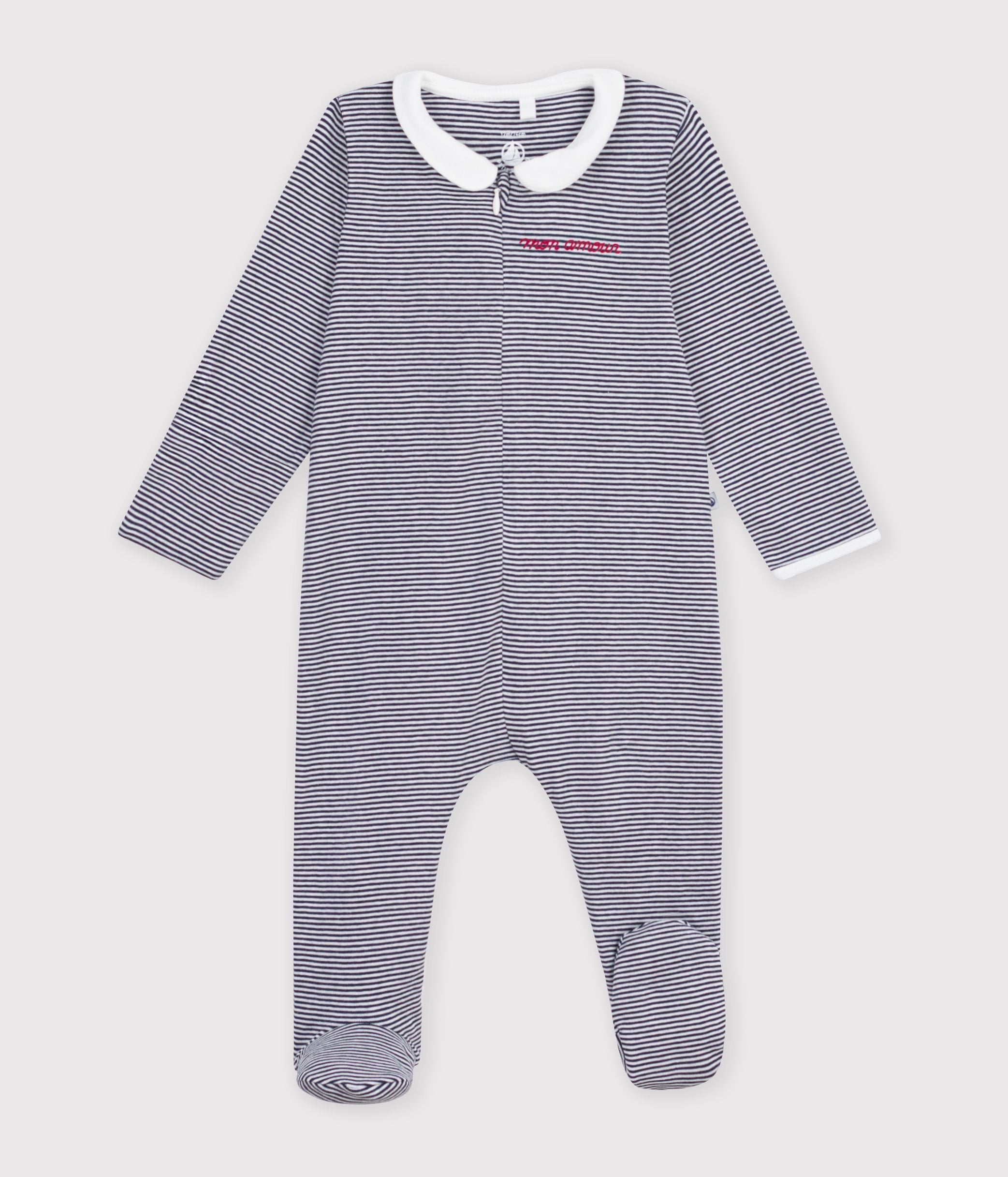 pyjama-bébé-en-coton-imprimé-à-rayures