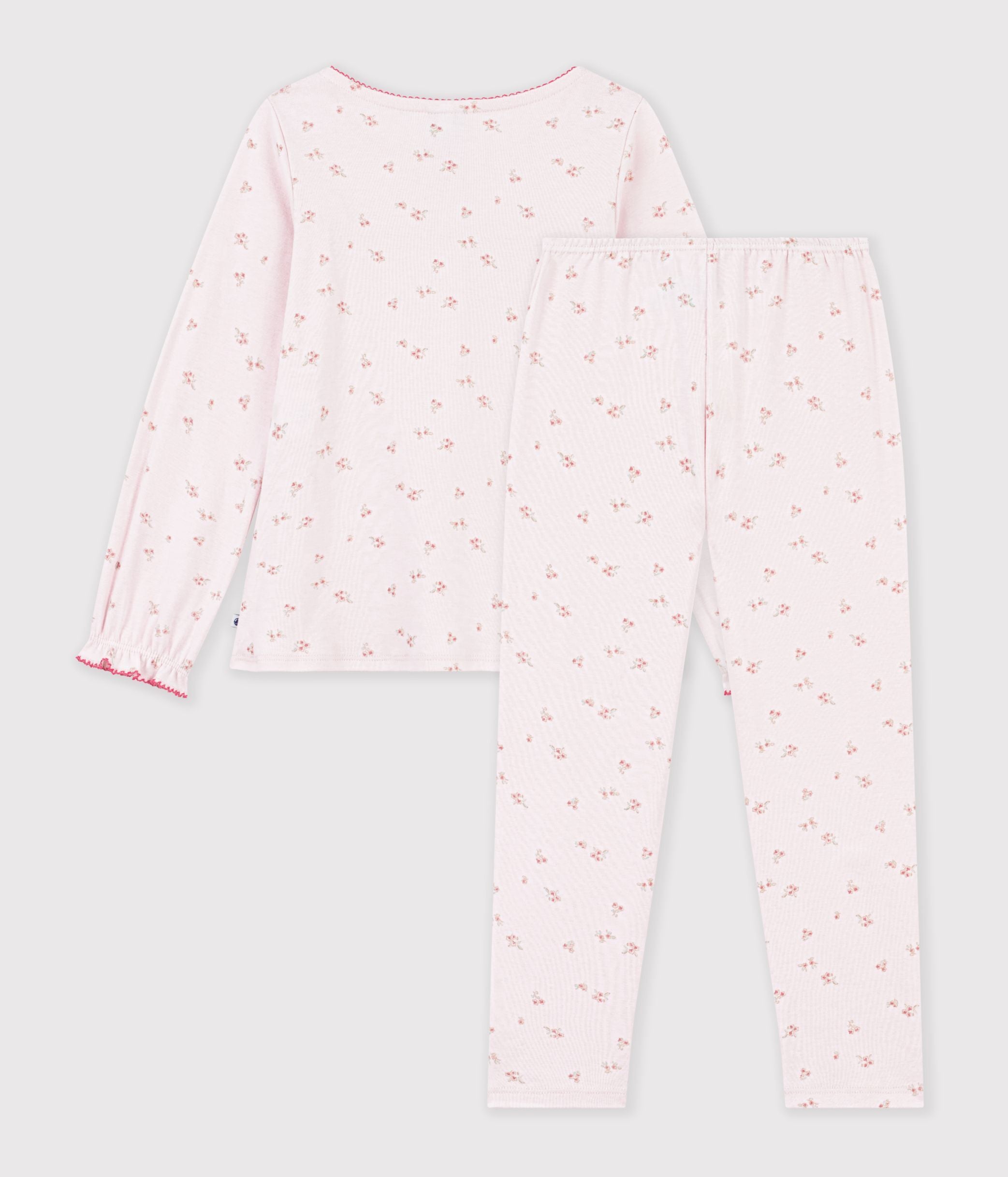 pyjama-enfant-en-coton-à-fronces-à-fleurs