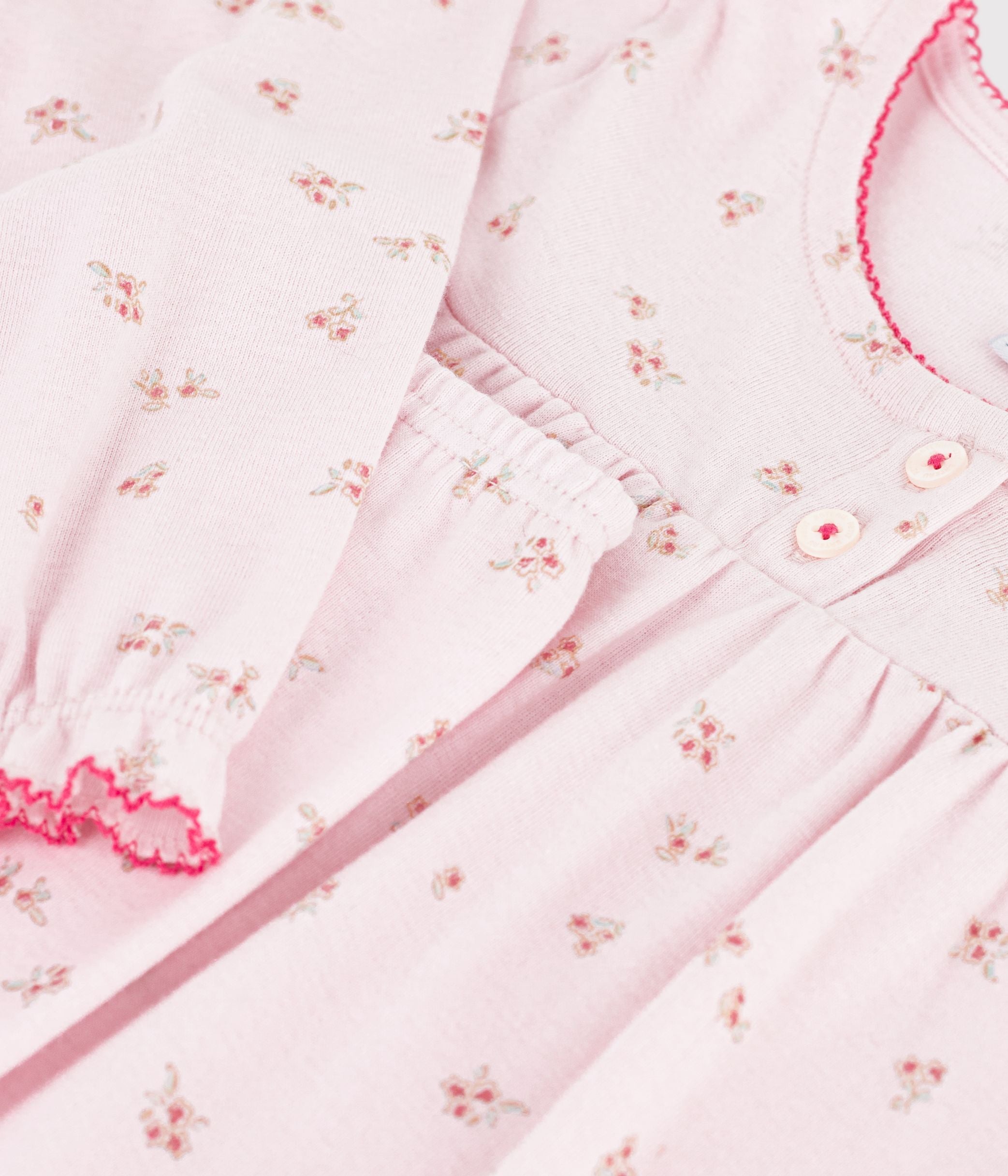 pyjama-enfant-en-coton-à-fronces-à-fleurs