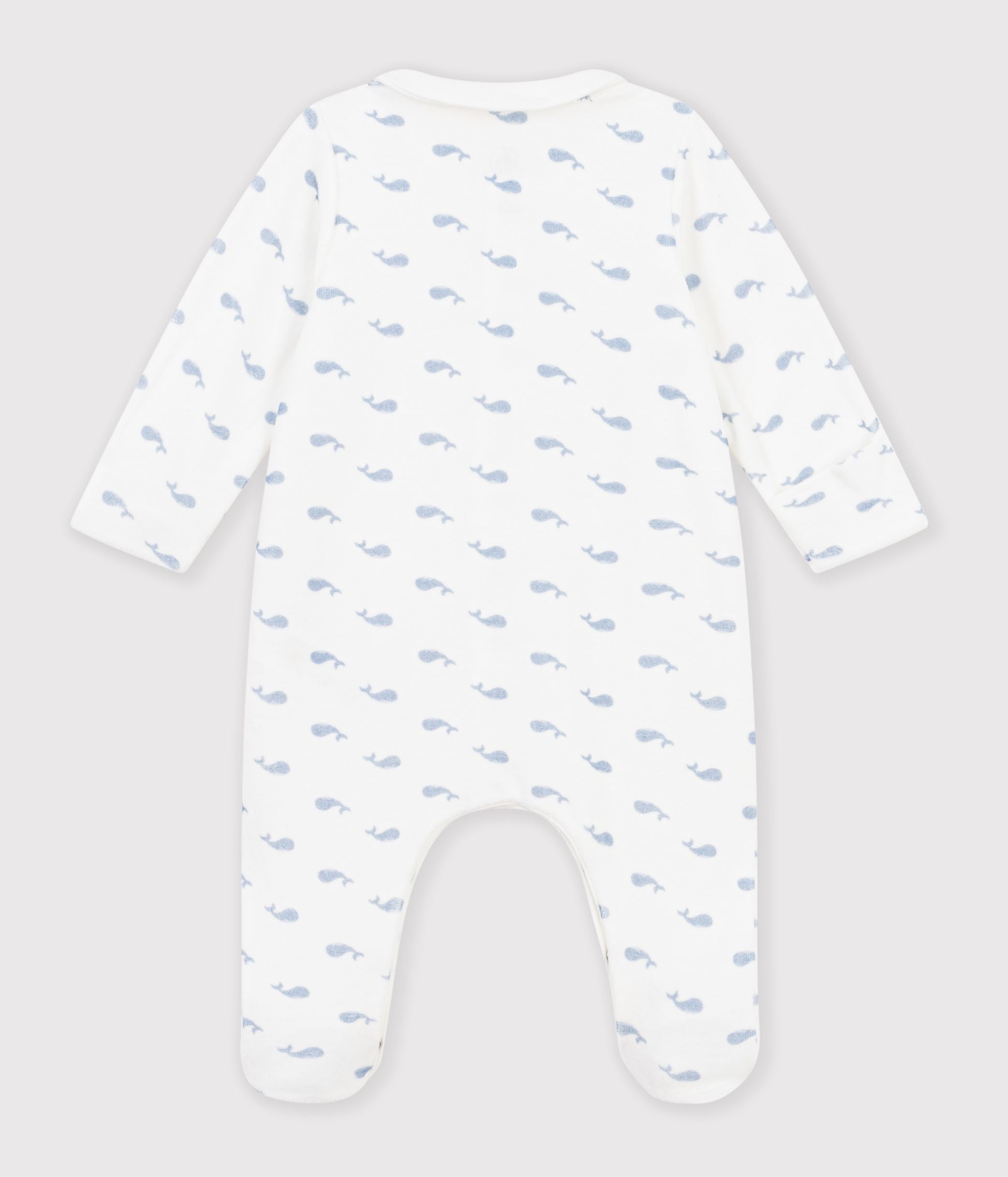 pyjama-bébé-en-velours-avec-col-imprimé-baleine